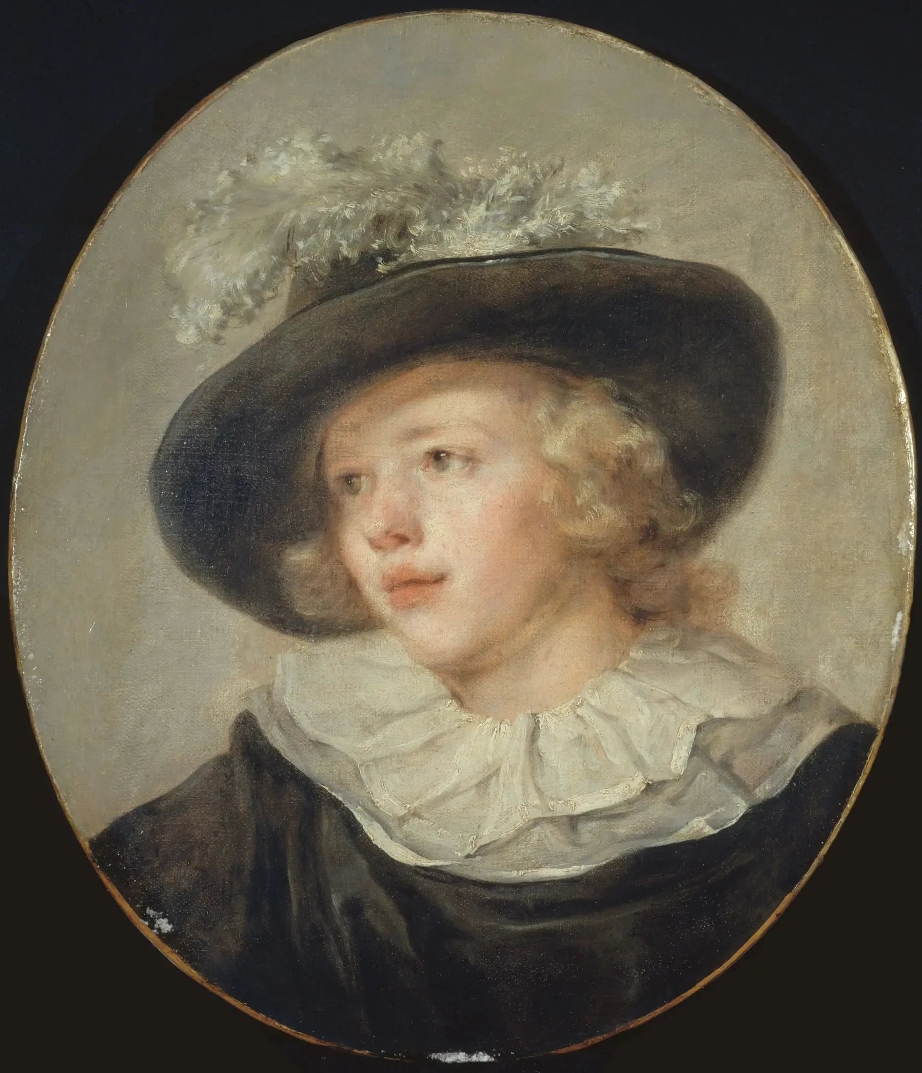 Portrait de jeune garçon avec un chapeau à plumes - Jean-Honoré Fragonard image 1 tableau peint à l’huile sur toile
