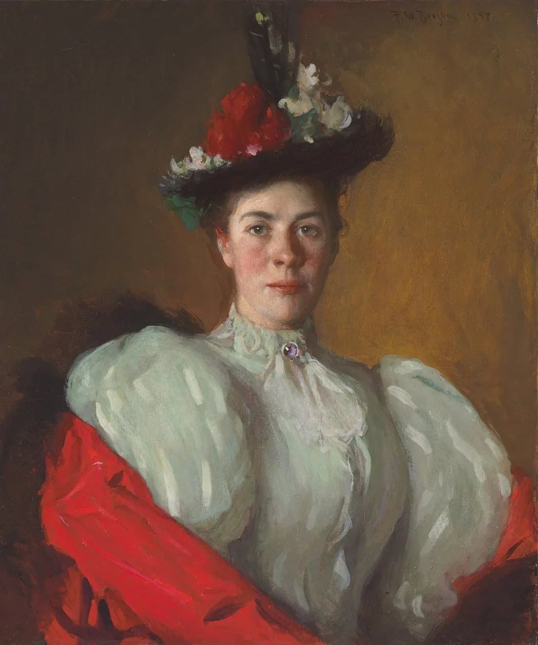 Portrait de Katherine Cavenaugh - Frank Weston Benson image 1 reproduction d’œuvre d’art à l’huile