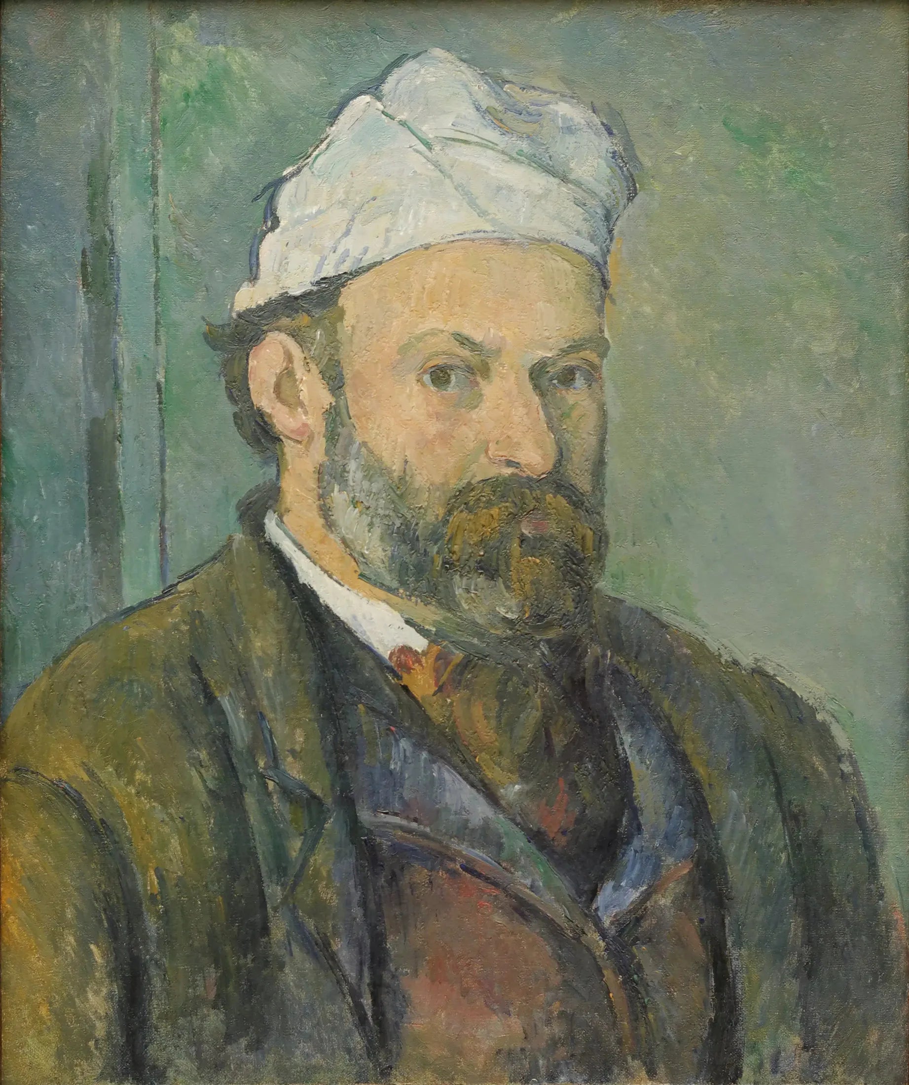 Portrait de l'artiste au bonnet blanc - Paul Cézanne image 1 tableau peint à l’huile sur toile