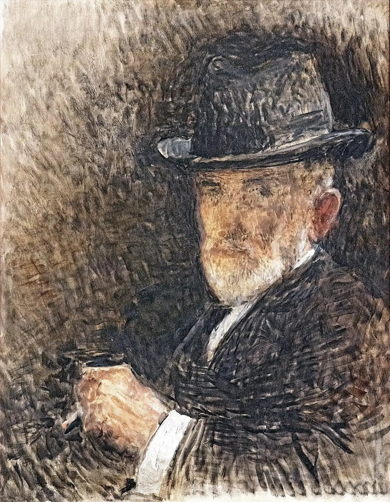 Portrait de l'artiste au chapeau - Léon Bonnat image 1 reproduction artisanale de tableau