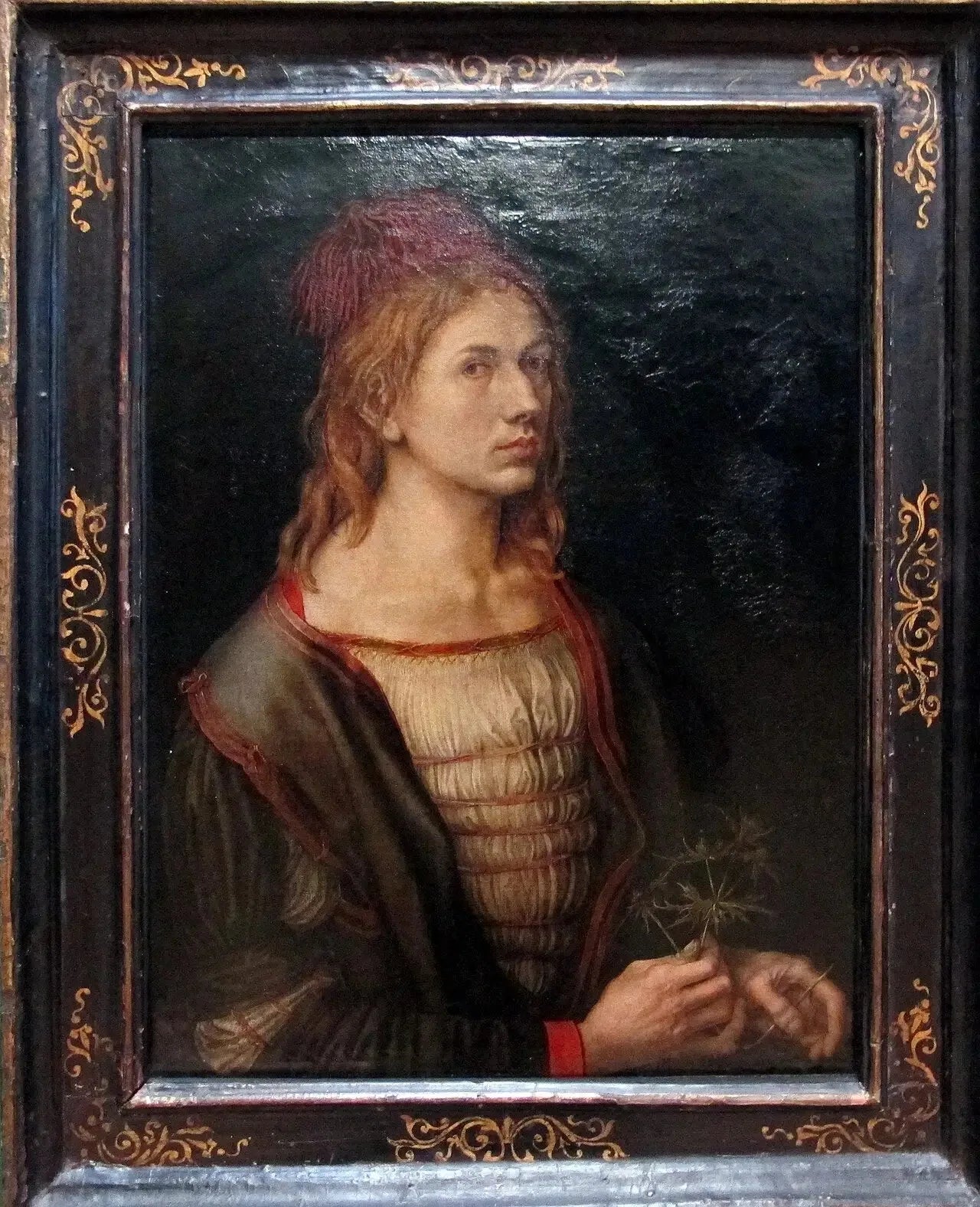 Portrait de l'artiste locataire un chardon - Albrecht Dürer image 2 copie peinte à la main à l’huile