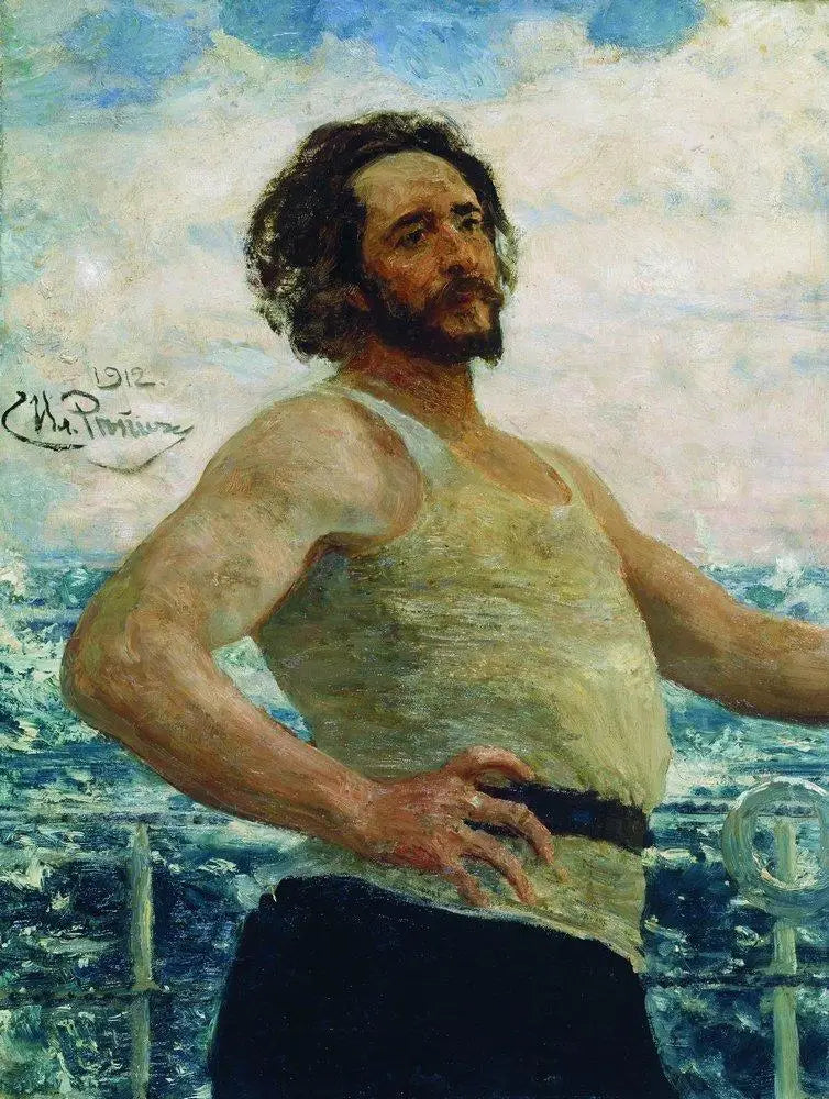 Portrait de l'écrivain Leonid Nikolaïevitch Andreïev sur un yacht - Ilya Repin image 1 reproduction d’œuvre d’art à l’huile