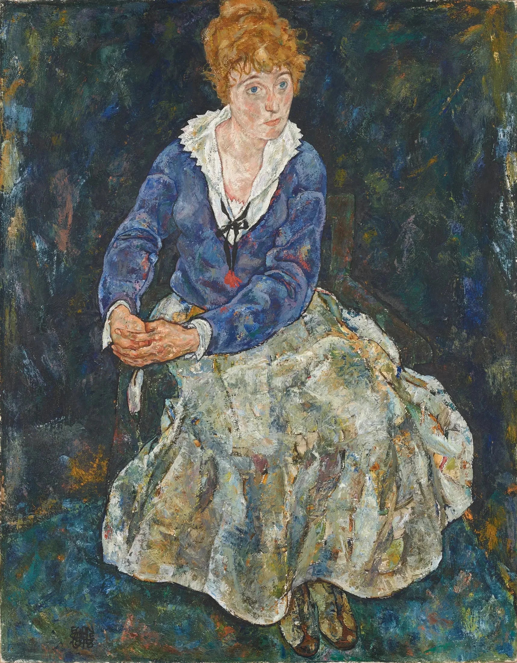 Portrait de l'épouse de l'artiste, Edith Schiele - Egon Schiele image 1 copie de tableau peinte à la main