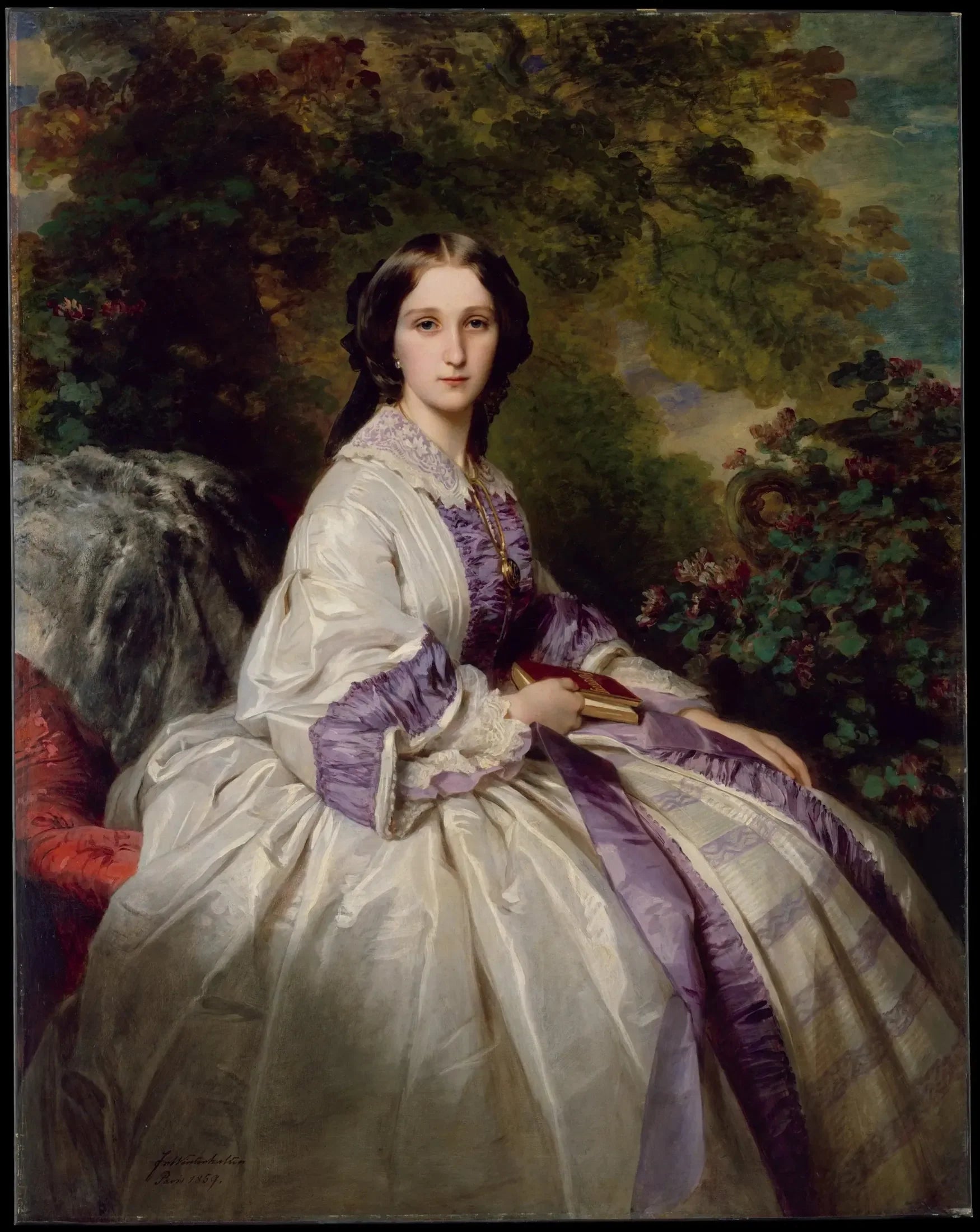 Portrait de la comtesse Alexandre Nikolaïevitch Lamsdorff - Franz Xaver Winterhalter image 1 copie peinte à la main à l’huile