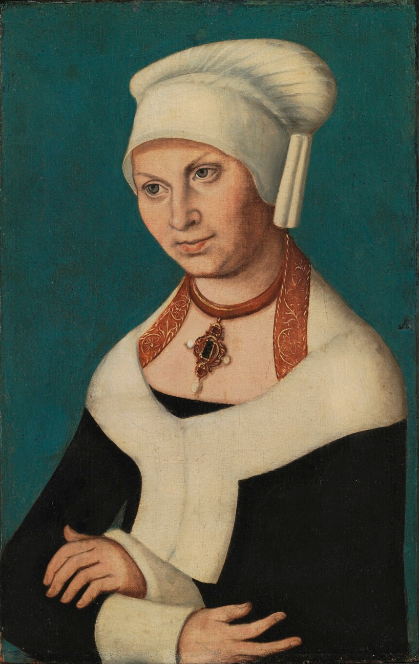 Portrait de la duchesse Barbara de Saxe, 1478-1534 (épouse de Georges le Barbu) - Lucas Cranach the Elder image 1 reproduction de peinture à l’huile