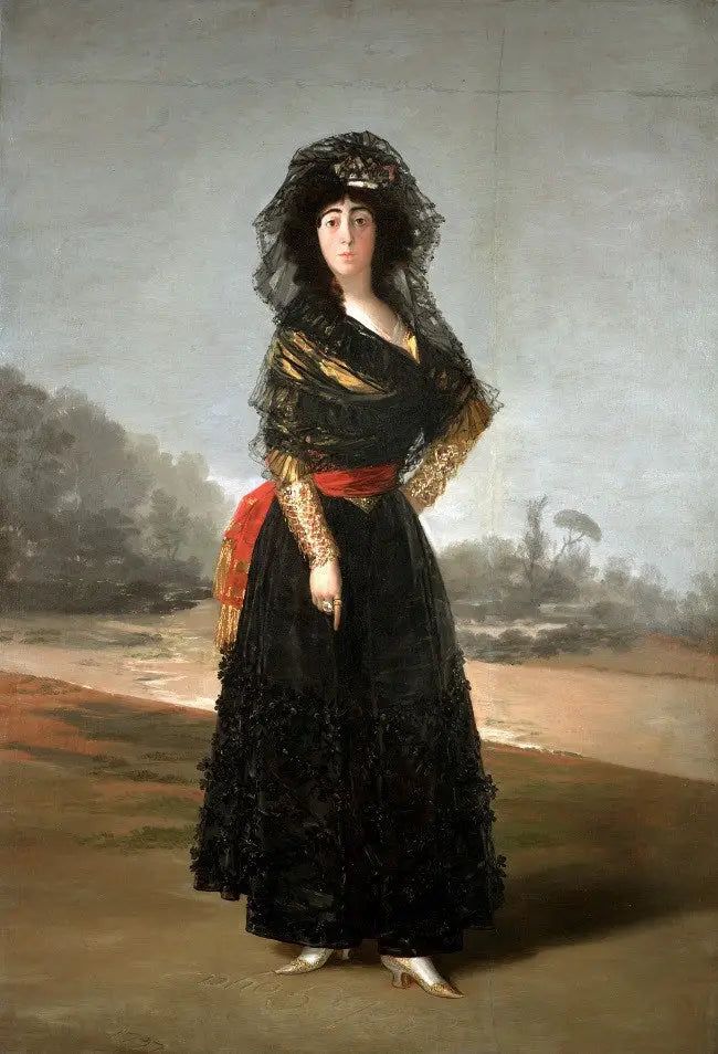 Portrait de la duchesse d'Albe en Deuil - Francisco de Goya image 1 copie peinte à la main à l’huile