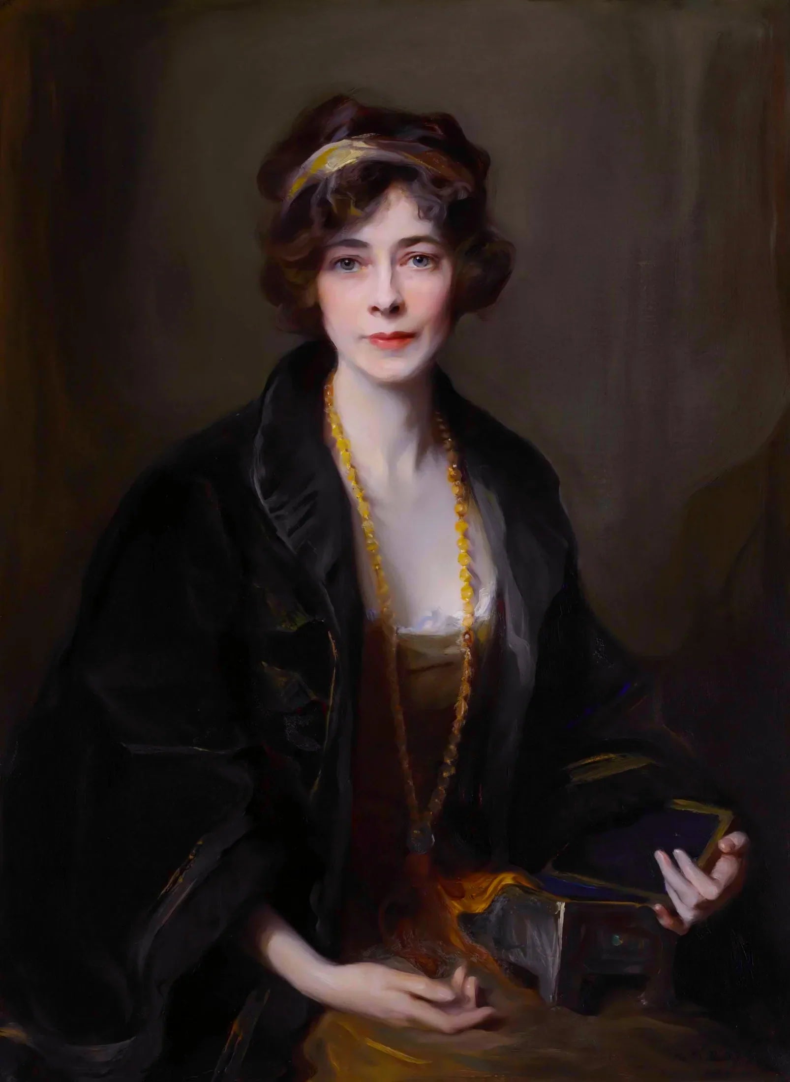Portrait de la marquise de Douro, née l'honorable Lilian Maud Glen Coats, devenue plus tard 5e duchesse de Wellington, en buste - Philip de László image 1 copie peinte à la main à l’huile