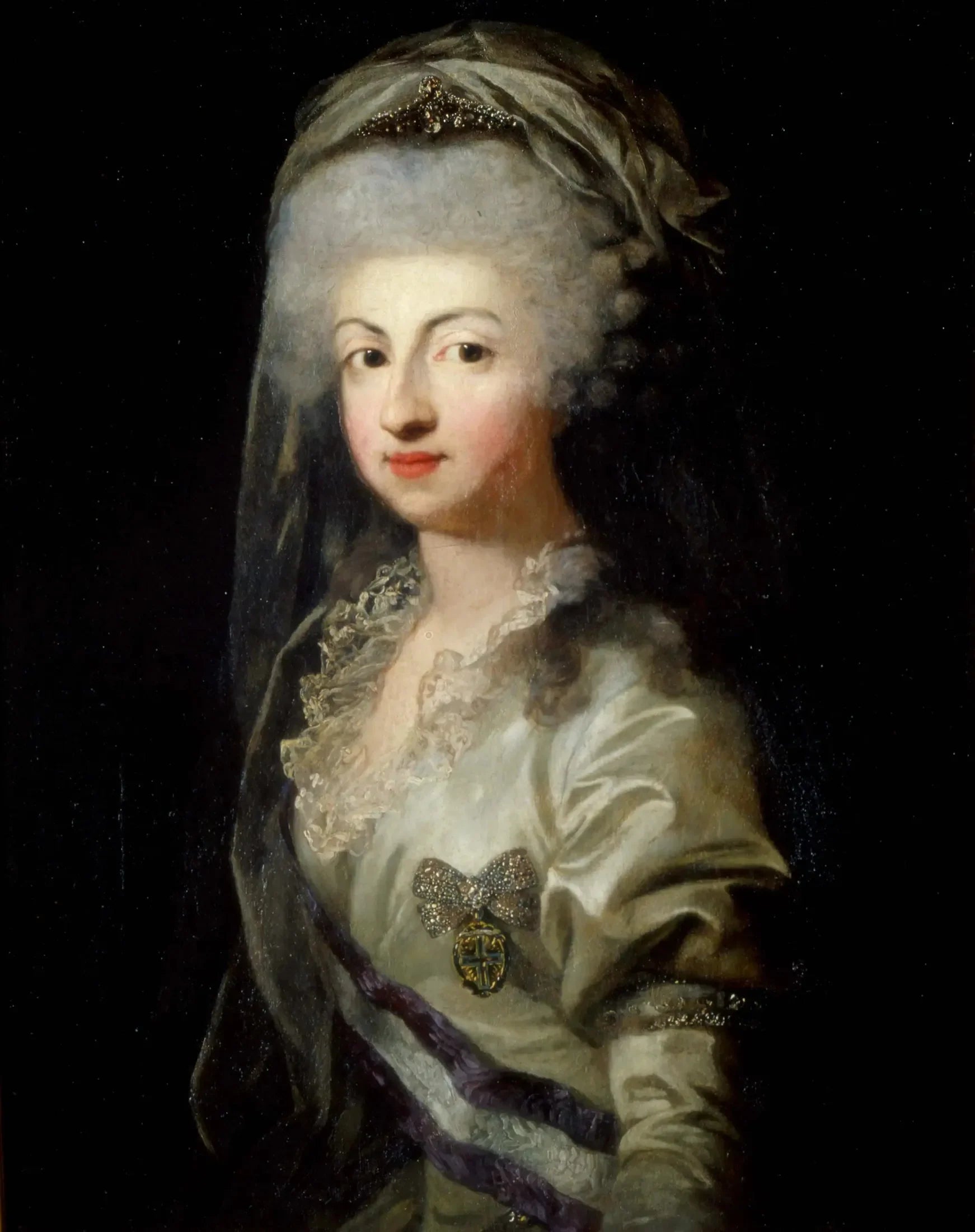 Portrait de la princesse Marie-Caroline de Bourbon avec diadème - Anton Graff image 1 reproduction artisanale de tableau