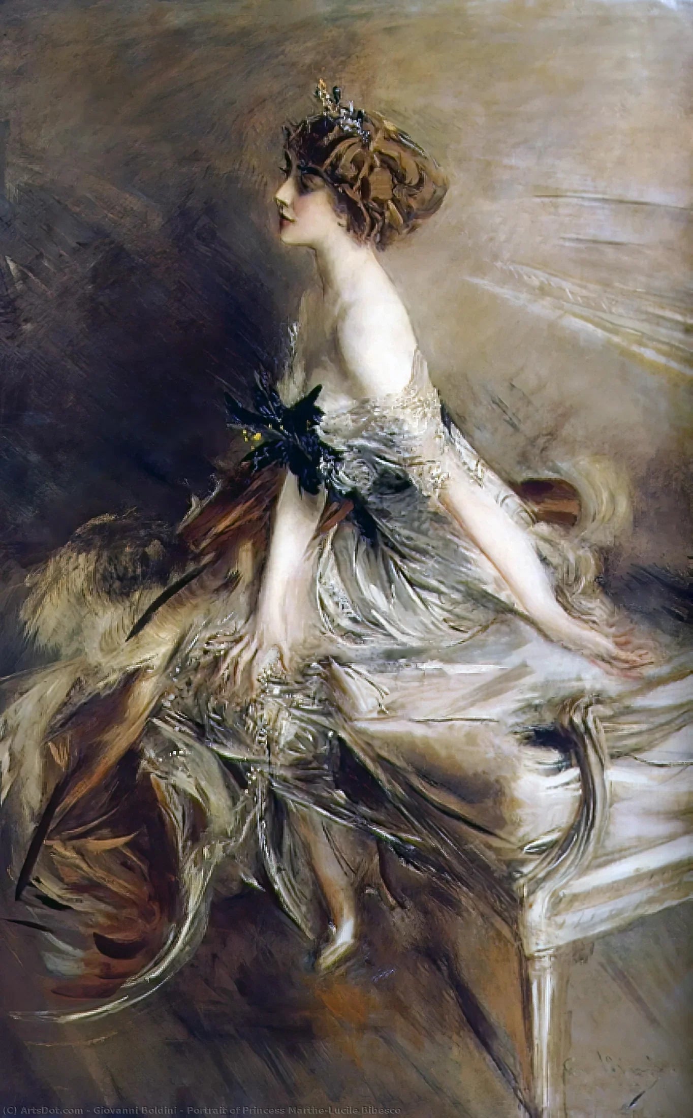 Portrait de la princesse Marthe-Lucile Bibesco - Giovanni Boldini image 1 copie peinte à la main à l’huile