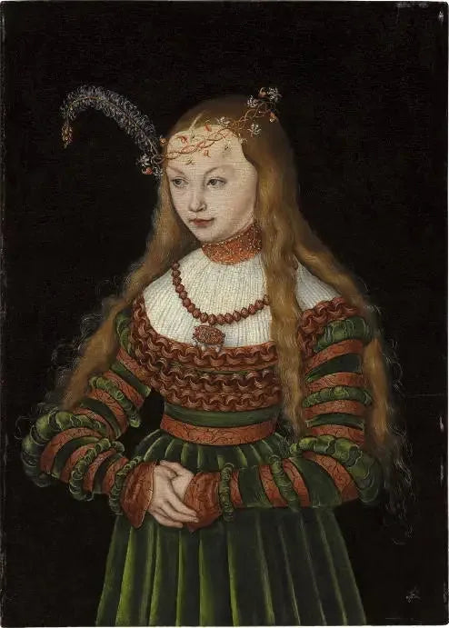 Portrait de la princesse Sibylle de Clèves en épouse de Jean-Frédéric de Saxe - Lucas Cranach the Elder image 1 copie de tableau peinte à la main