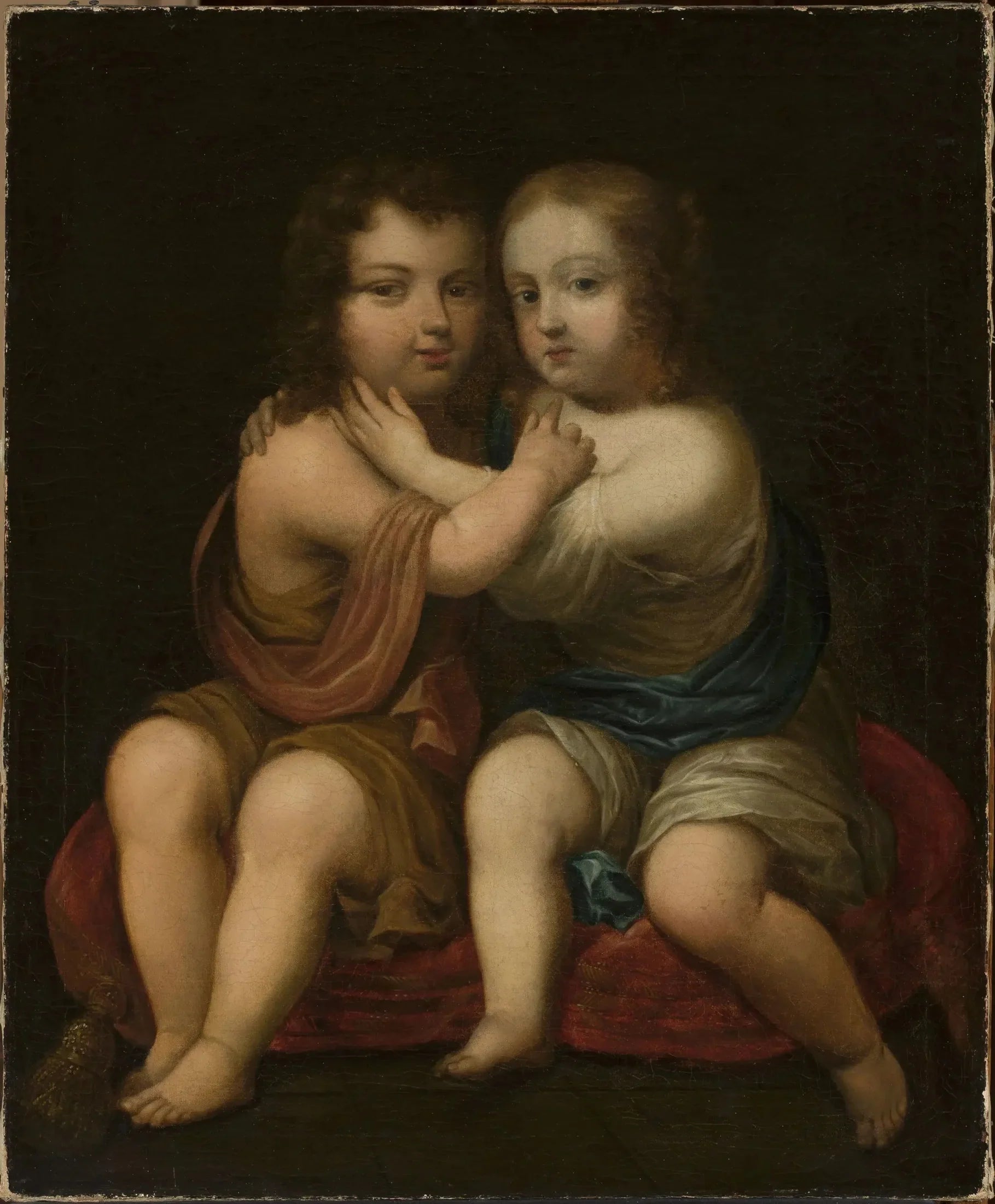 Portrait de Louis XIV enfant avec sa demi-sœur Henriette d'Angleterre. - Pierre Mignard image 1 copie peinte à la main à l’huile