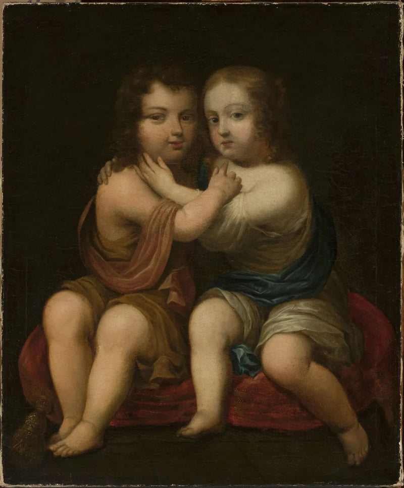 Portrait de Louis XIV enfant avec sa demi-sœur Henriette d'Angleterre. - Pierre Mignard