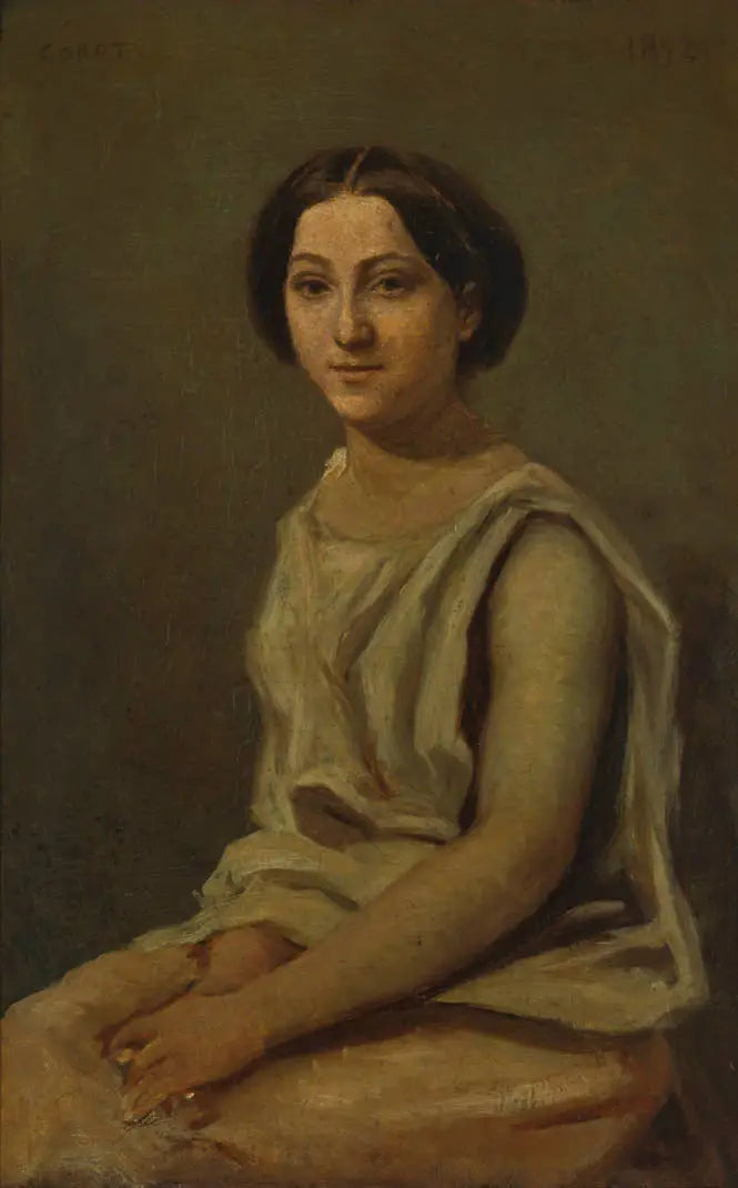 Portrait de Louise Audiat - Jean-Baptiste Camille Corot image 1 copie de tableau peinte à la main