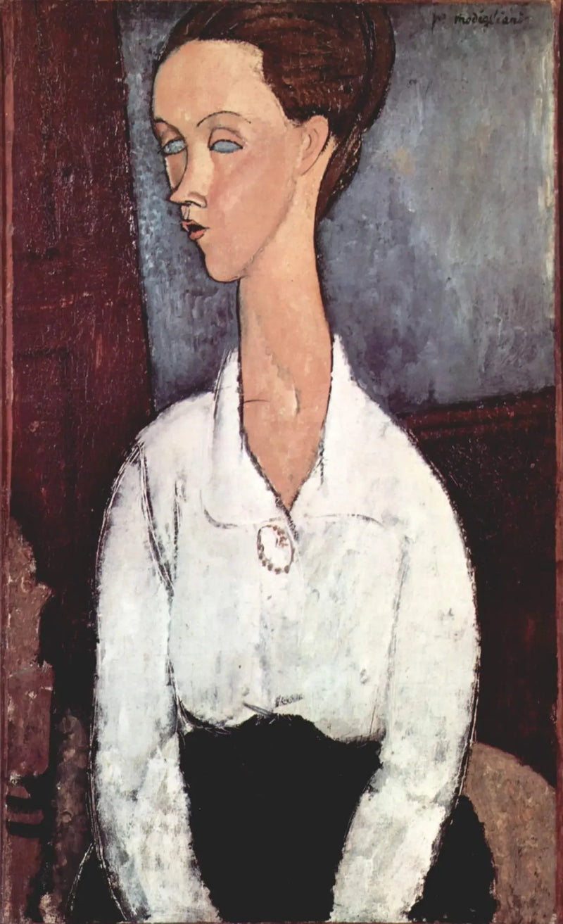 Portrait de Lunia Czechowska en chemisier blanc - Amedeo Modigliani