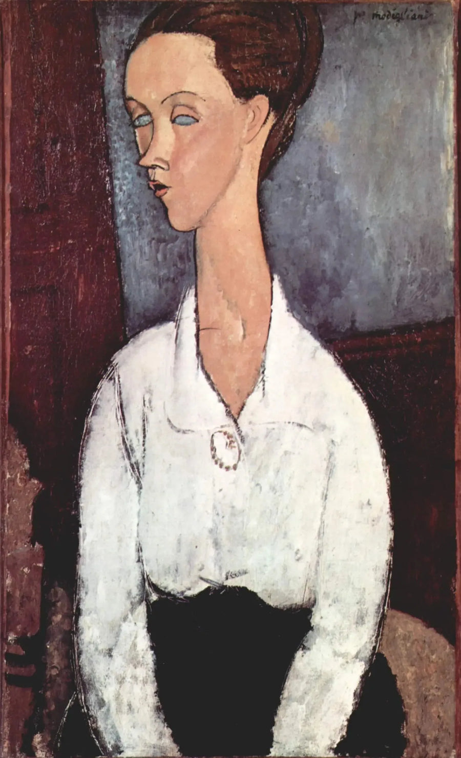 Portrait de Lunia Czechowska en chemisier blanc - Amedeo Modigliani