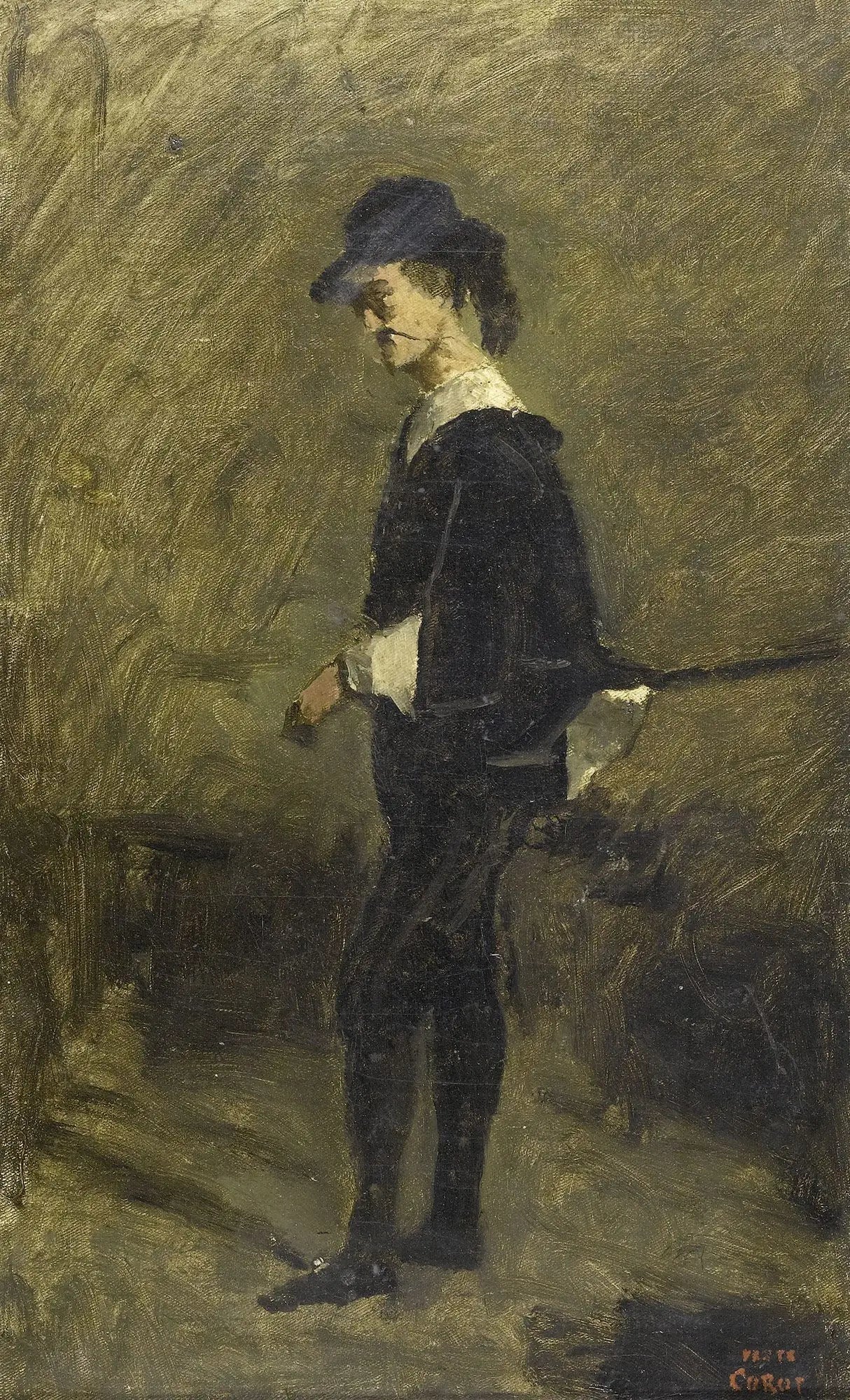 Portrait de M. Bigour d'Arras en costume de Hamlet - Jean-Baptiste Camille Corot image 1 copie de tableau peinte à la main