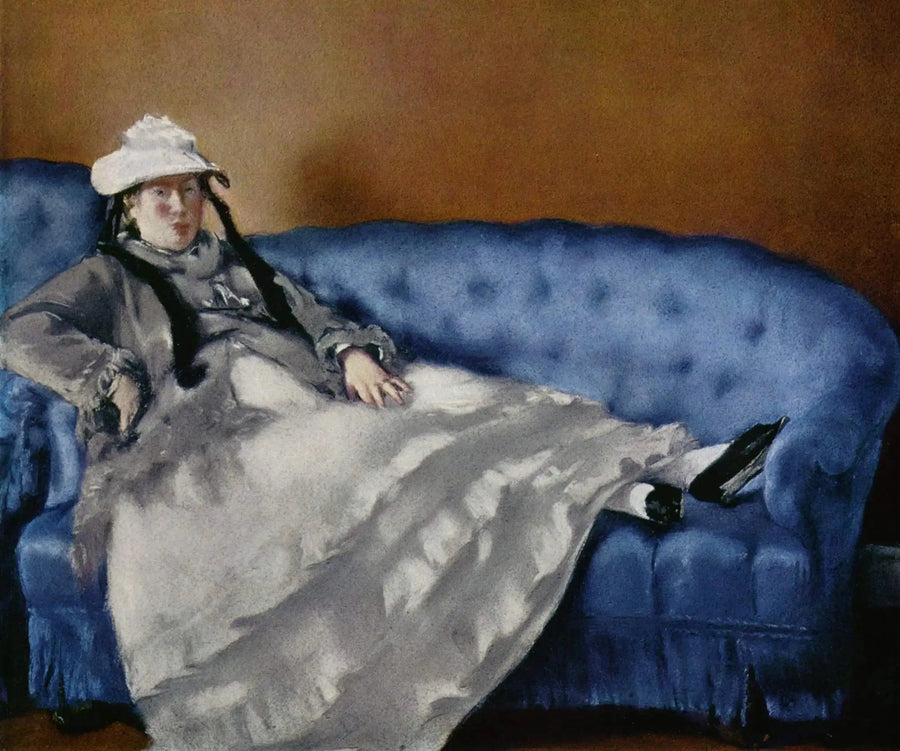Portrait de Madame Edouard Manet sur un canapé bleu - Édouard Manet