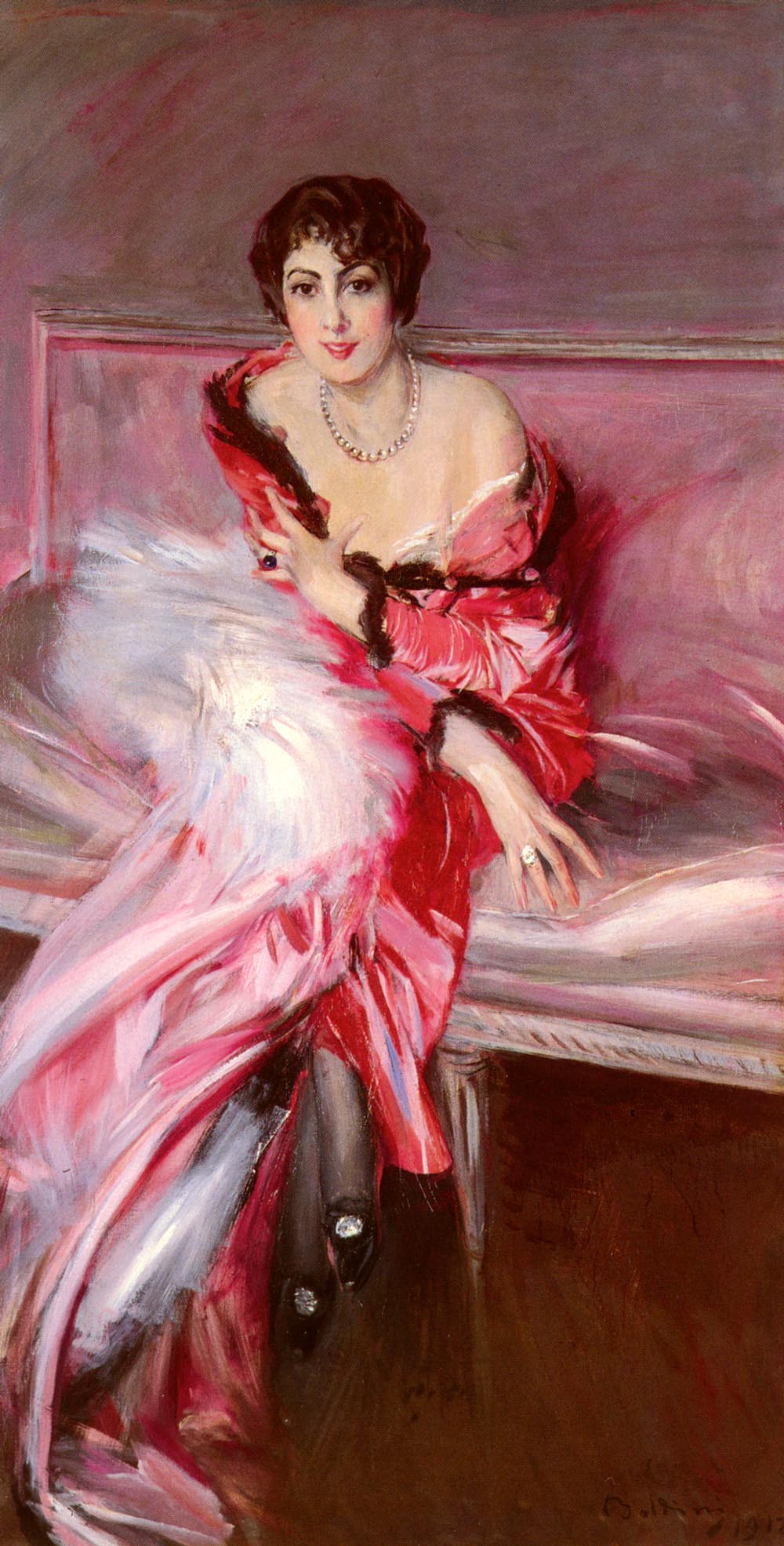 Portrait De Madame Juillard En Rouge - Giovanni Boldini image 1 tableau peint à l’huile sur toile