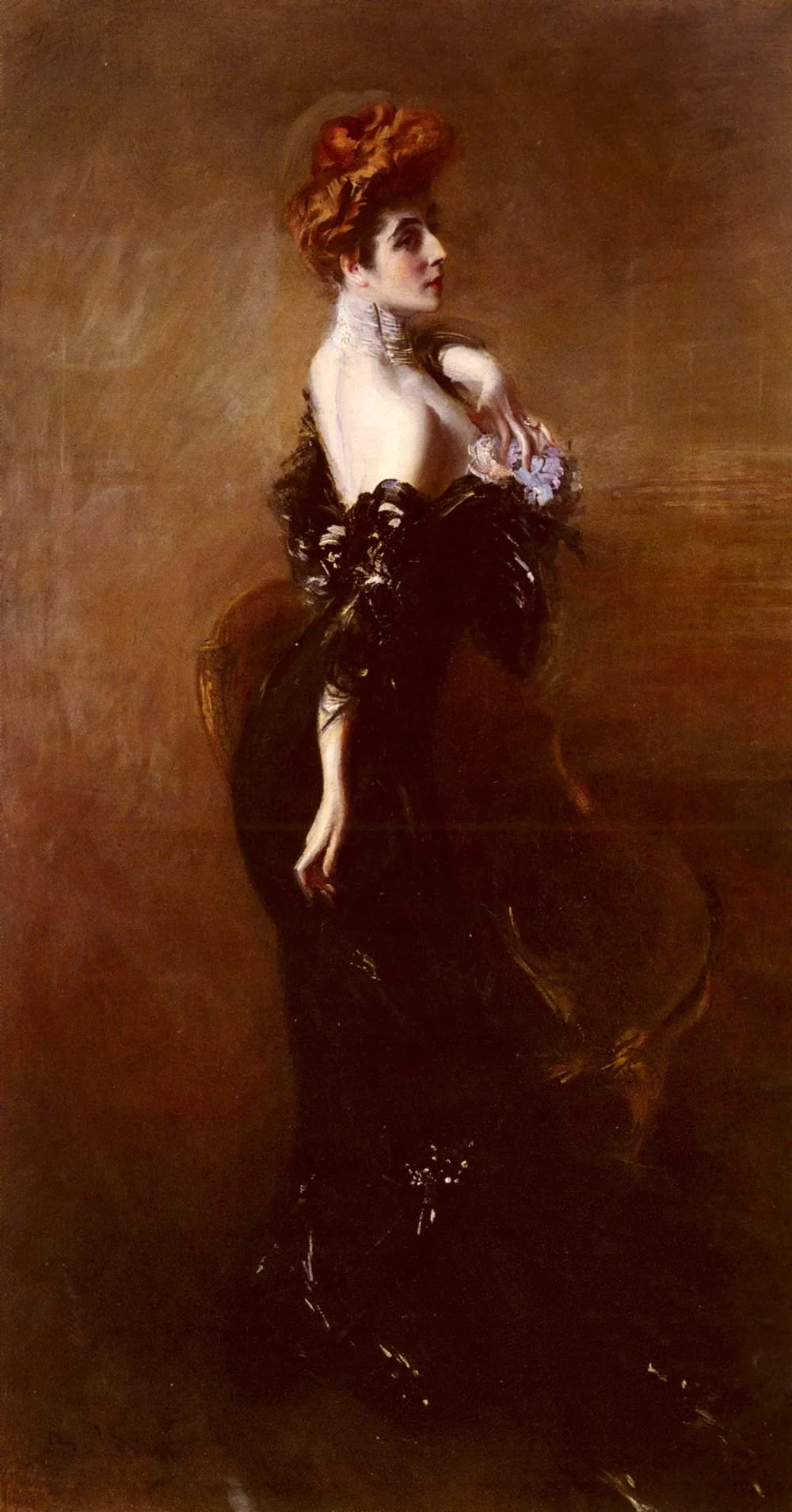Portrait de Madame Pages en robe de soirée - Giovanni Boldini image 1 reproduction artisanale de tableau