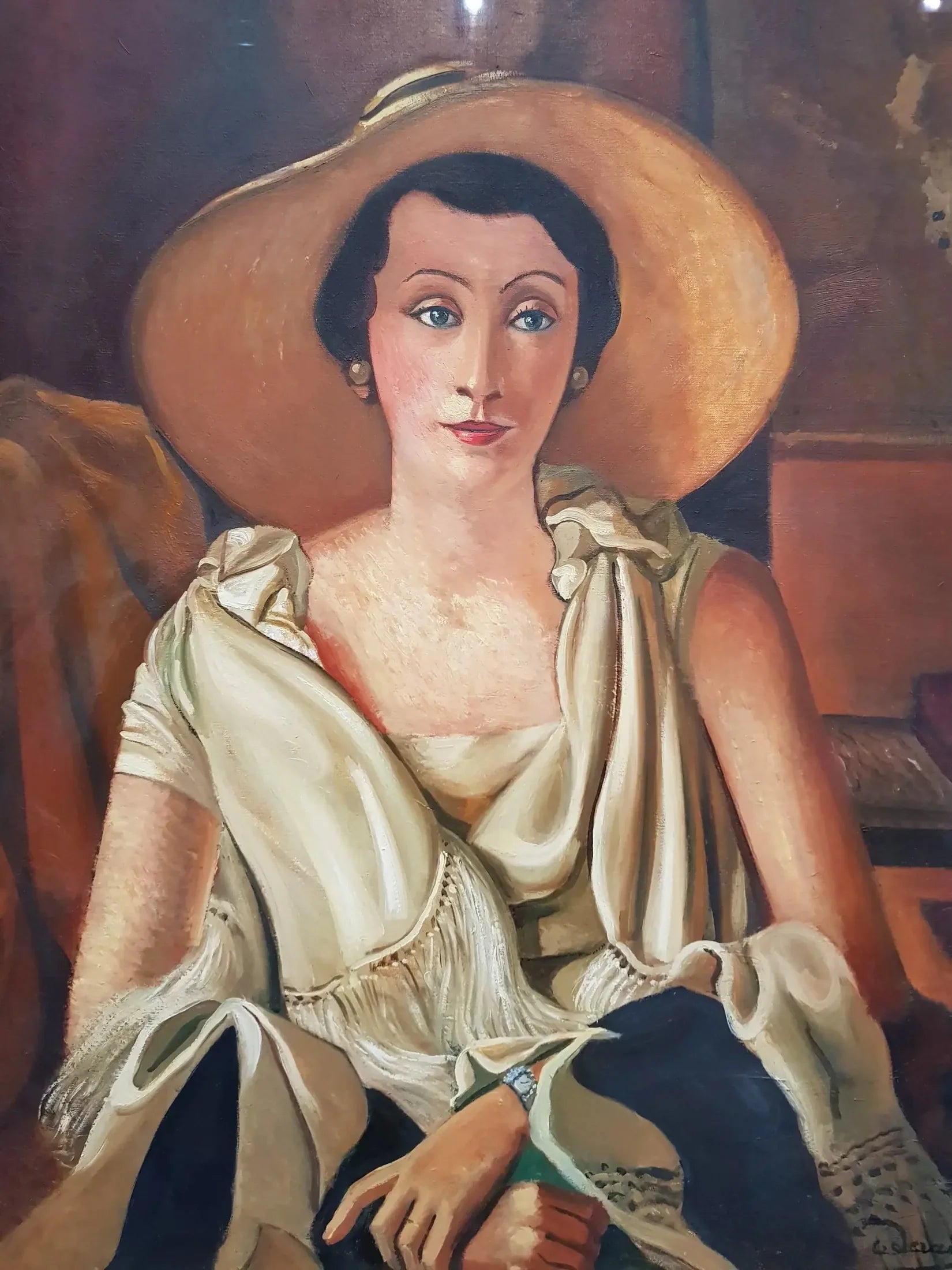 Portrait de Madame Paul Guillaume au grand chapeau - André Derain image 1 reproduction artisanale de tableau