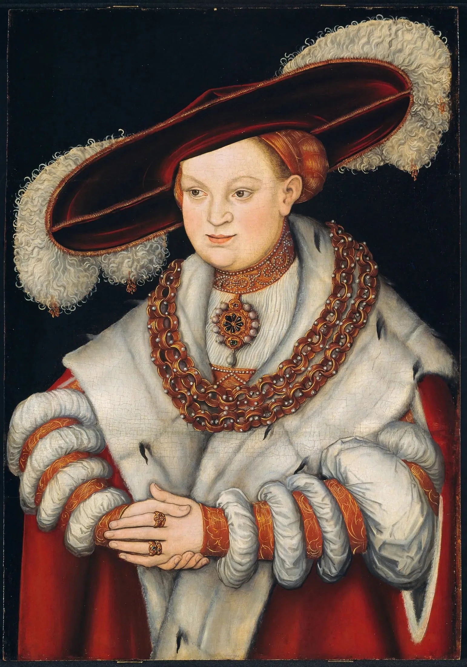 Portrait de Madeleine de Saxe, première épouse de l'électeur Joachim II de Brandebourg - Lucas Cranach the Elder image 1 tableau peint à l’huile sur toile