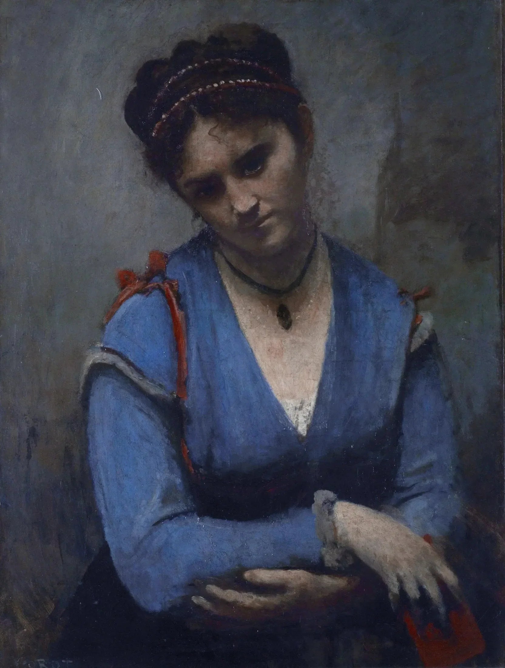 Portrait de Mariette Gambay - Jean-Baptiste Camille Corot image 1 reproduction artisanale de tableau