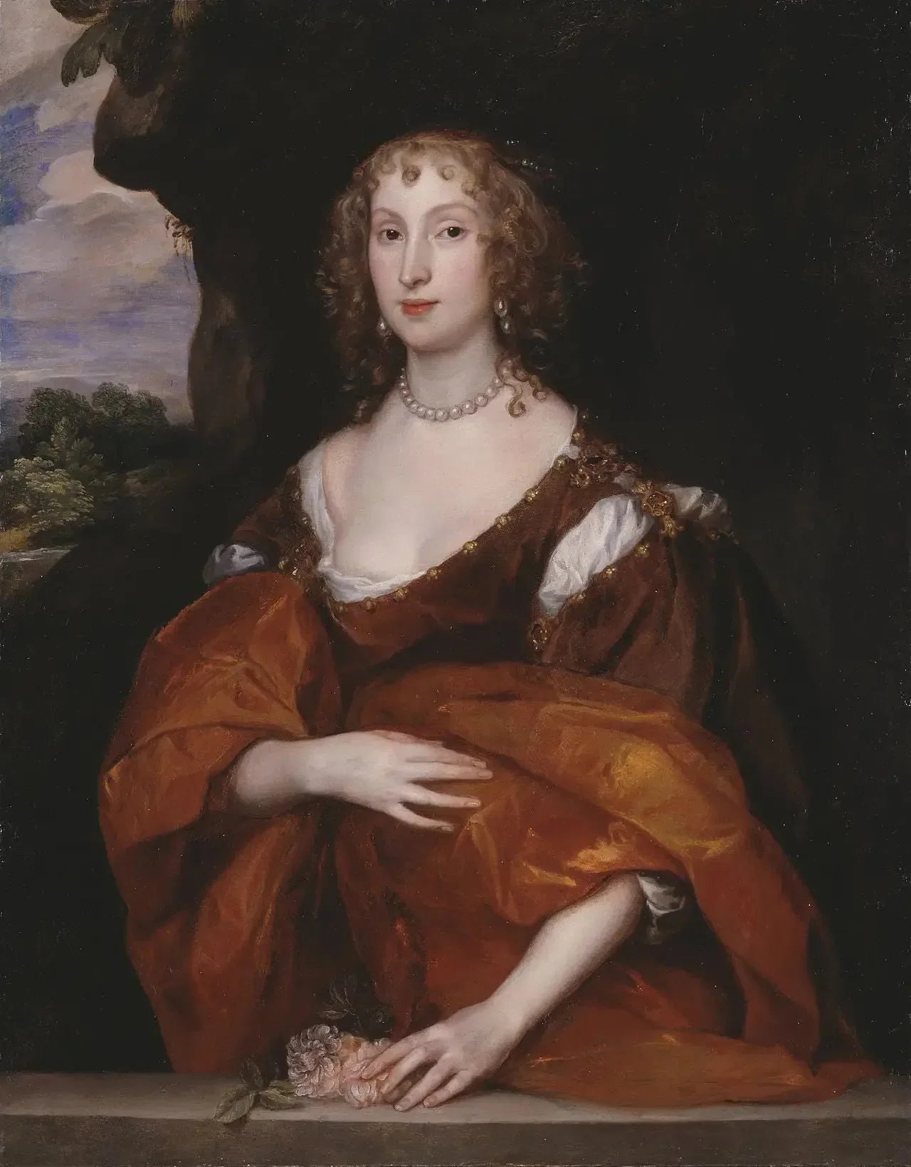 Portrait de Mary Hill, Lady Killigrew - Antoine van Dyck image 1 copie peinte à la main à l’huile