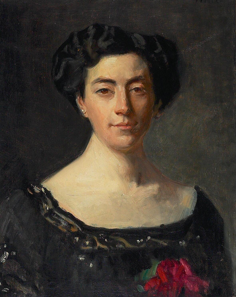 Portrait de Mlle Neergaard en robe noire. - Michael Peter Ancher