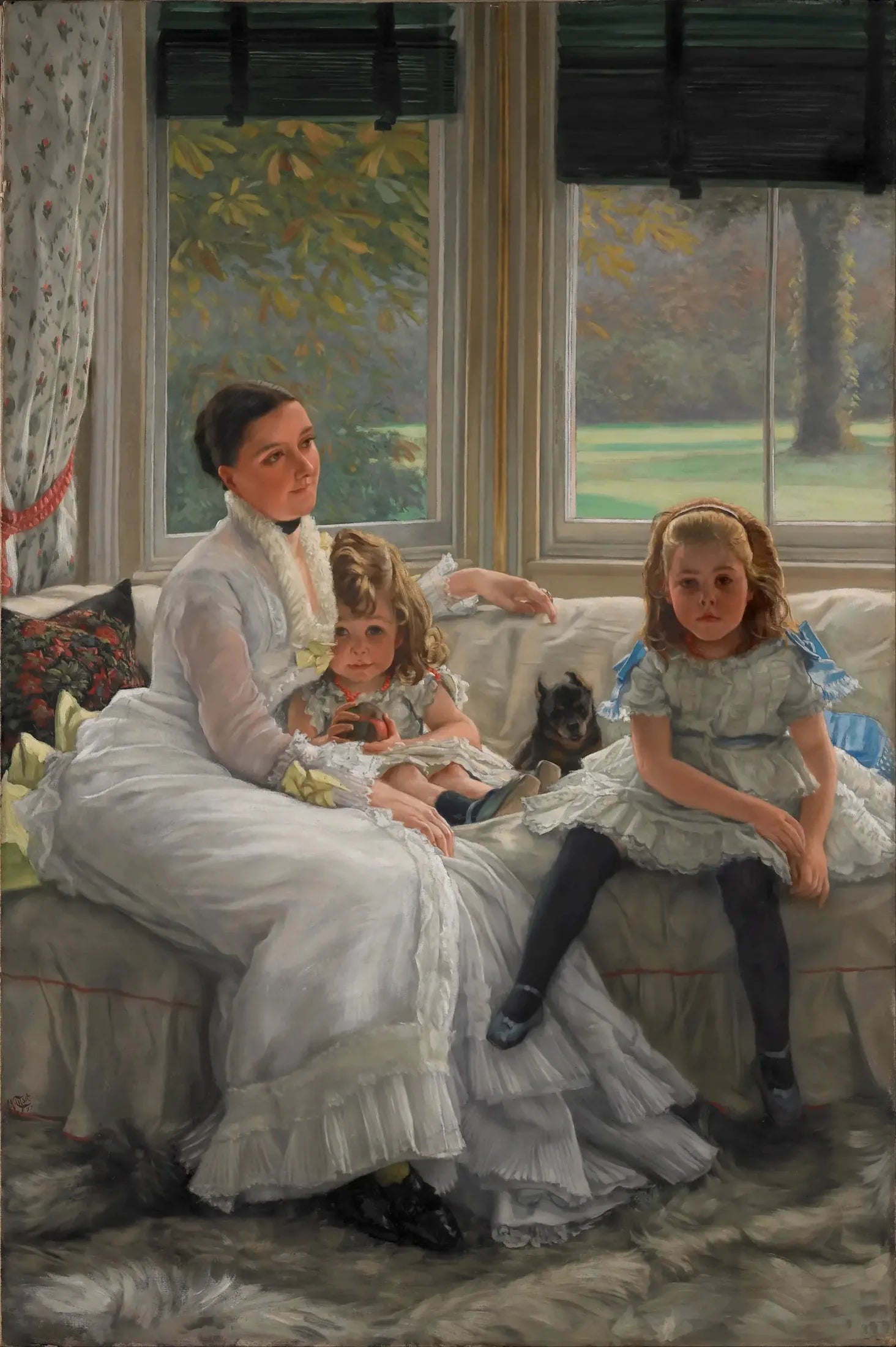 Portrait de Mme Catherine Smith Gill et de deux de ses enfants - James Tissot image 1 reproduction de peinture à l’huile