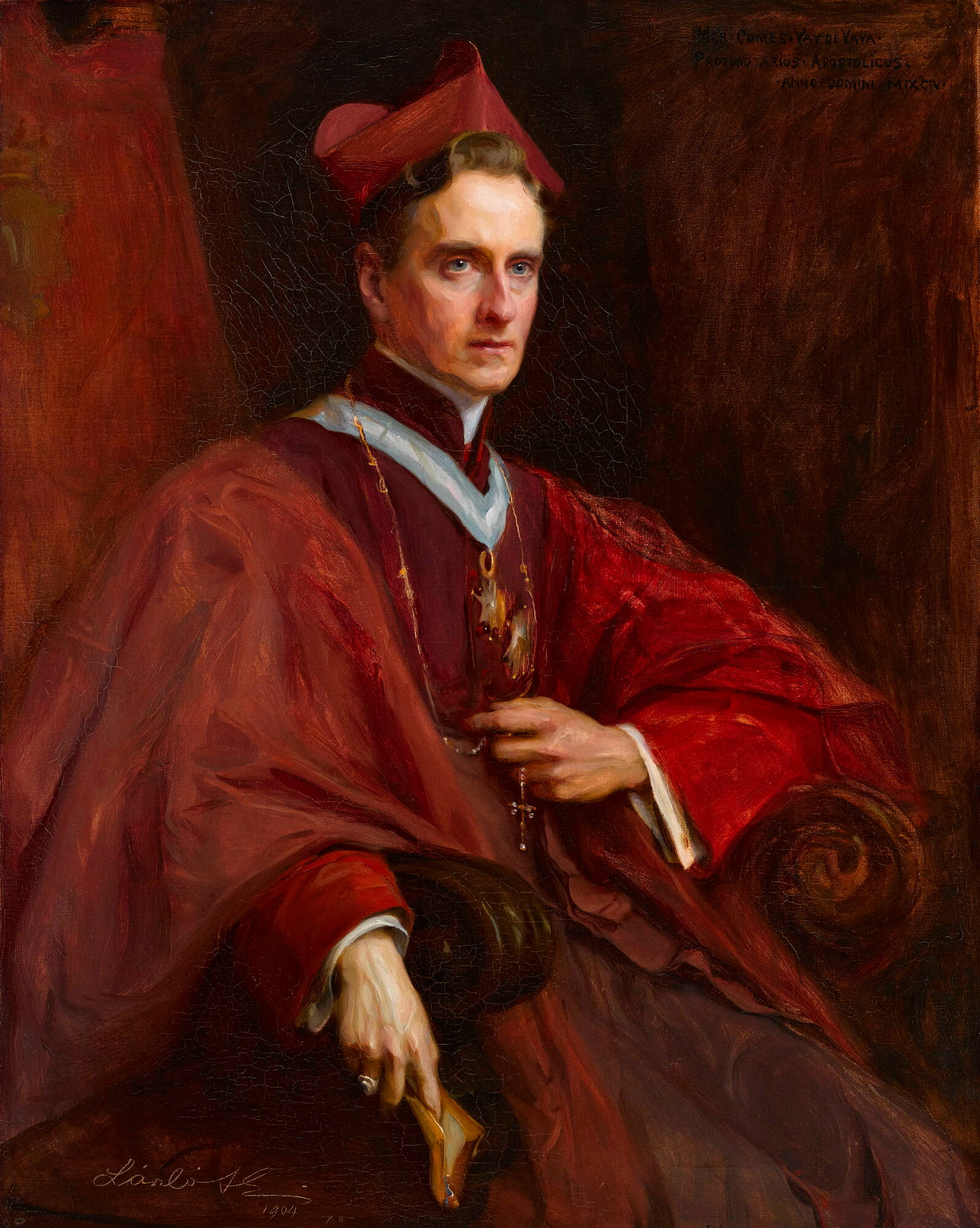 Portrait de Monseigneur Comte Vay de Vaya, Protonotoire Apostolicus - Philip de László image 1 copie de tableau peinte à la main