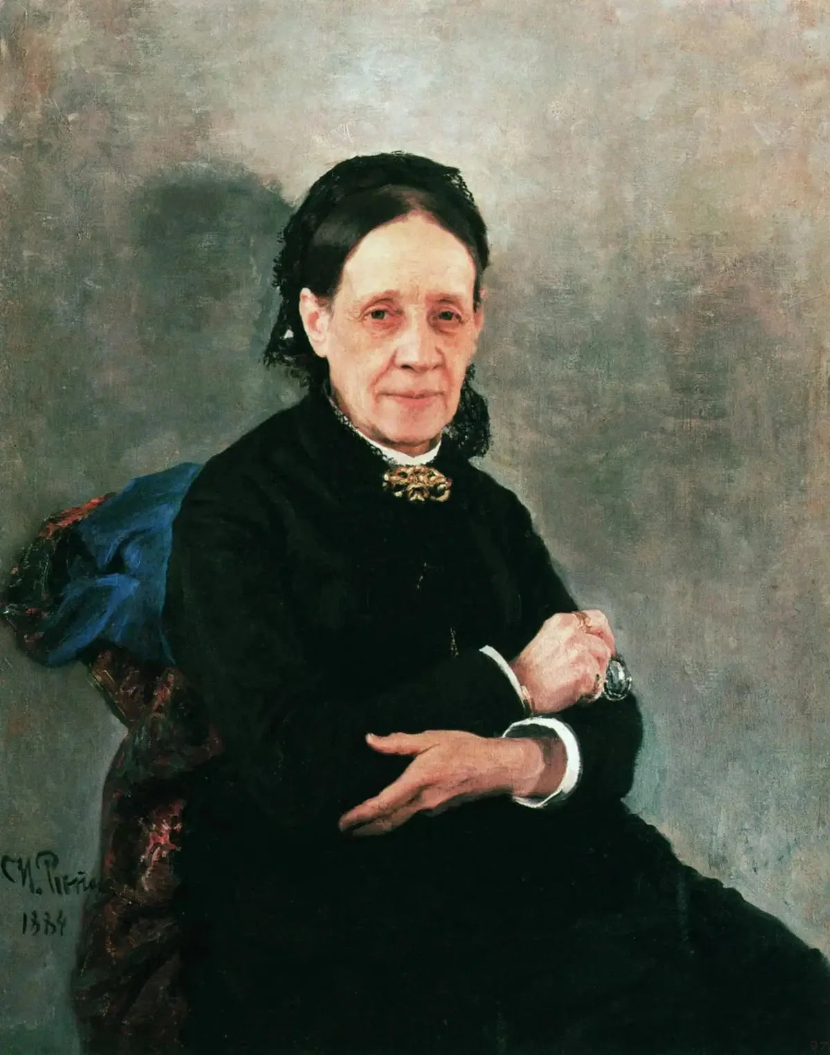 Portrait de N. V. Stasova - Ilya Repin image 1 copie peinte à la main à l’huile