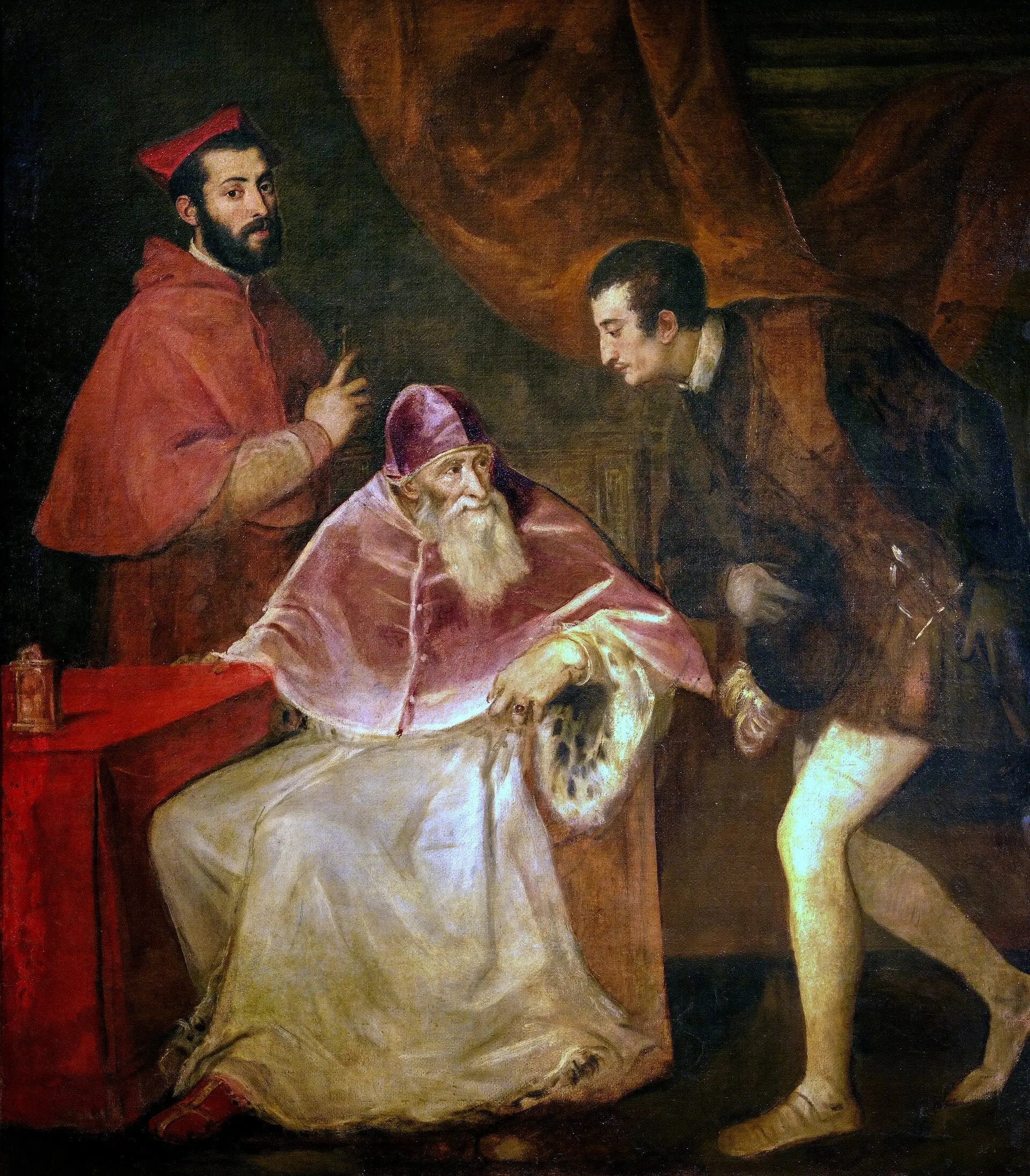 Portrait de Paul III avec ses petits-fils - Titian image 1 reproduction artisanale de tableau