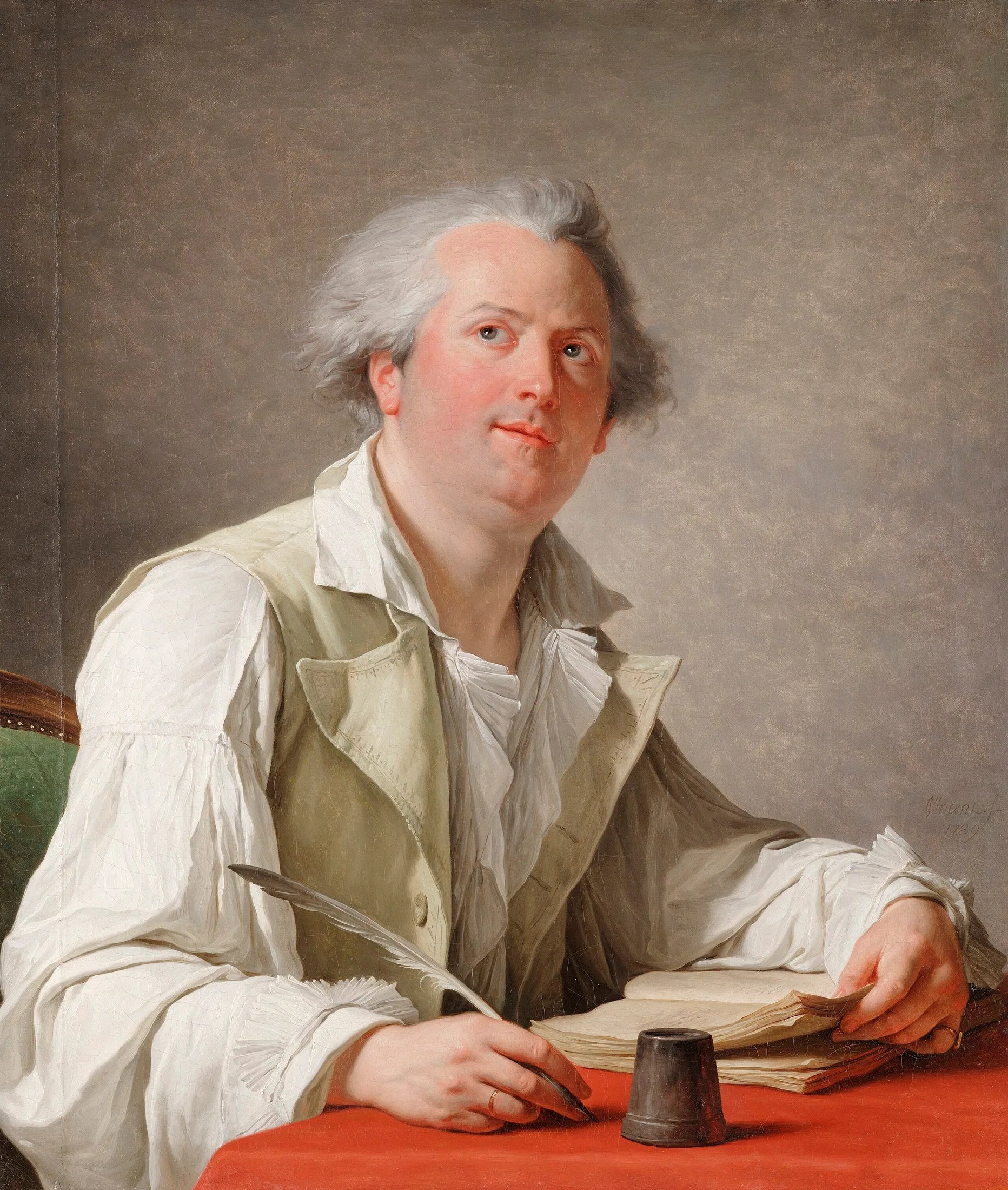 Portrait de Pierre-Jean-Baptiste Choudard (dit Desforges) - François-André Vincent image 1 copie de tableau peinte à la main