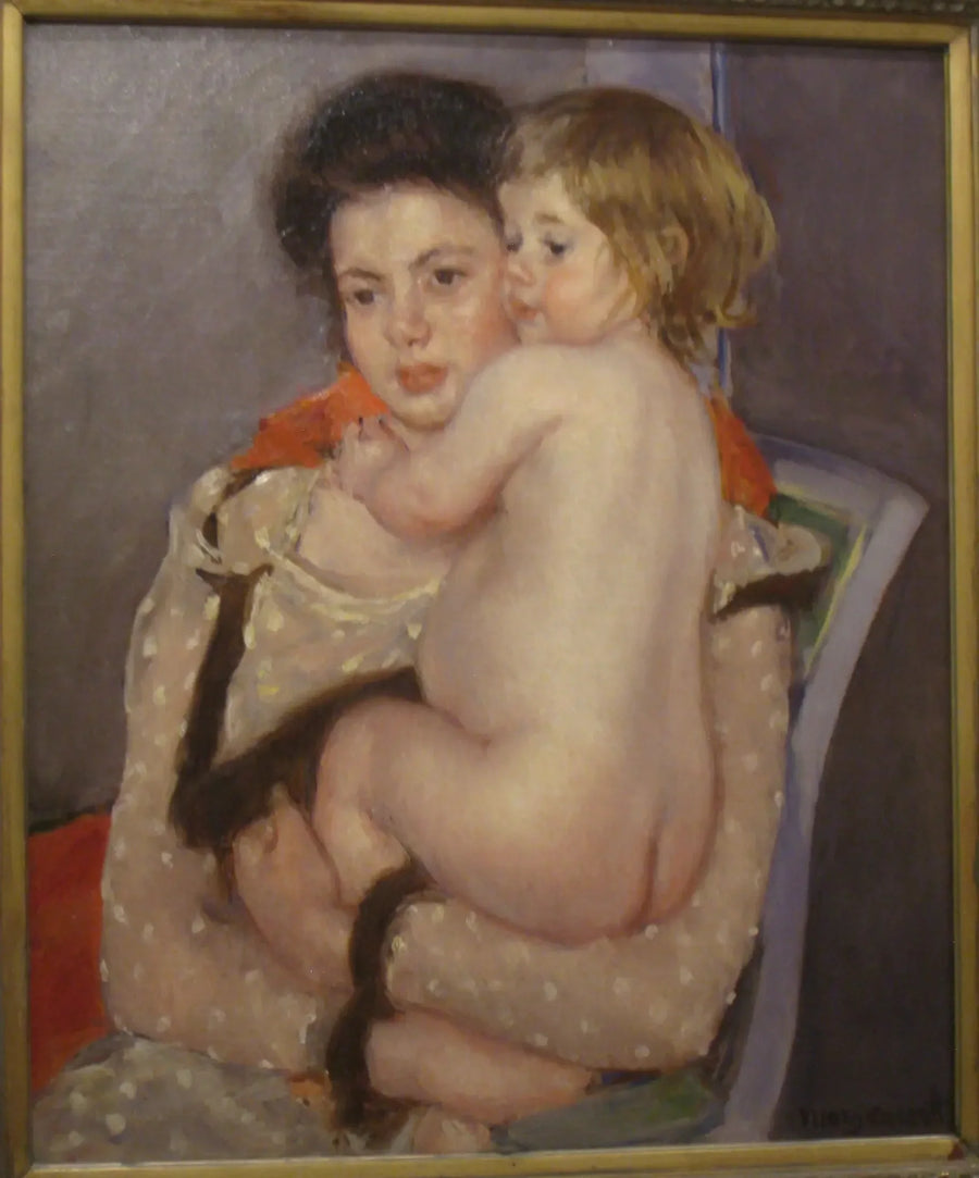 Portrait de Reine LeFebvre tenant un bébé nu - Mary Cassatt