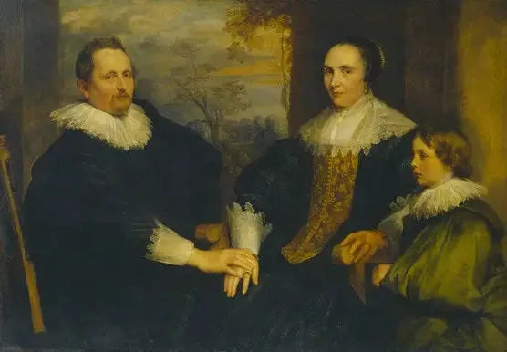 Portrait de Sebastiaan Leerse, de sa femme et de son fils - Antoine van Dyck image 1 reproduction de peinture à l’huile