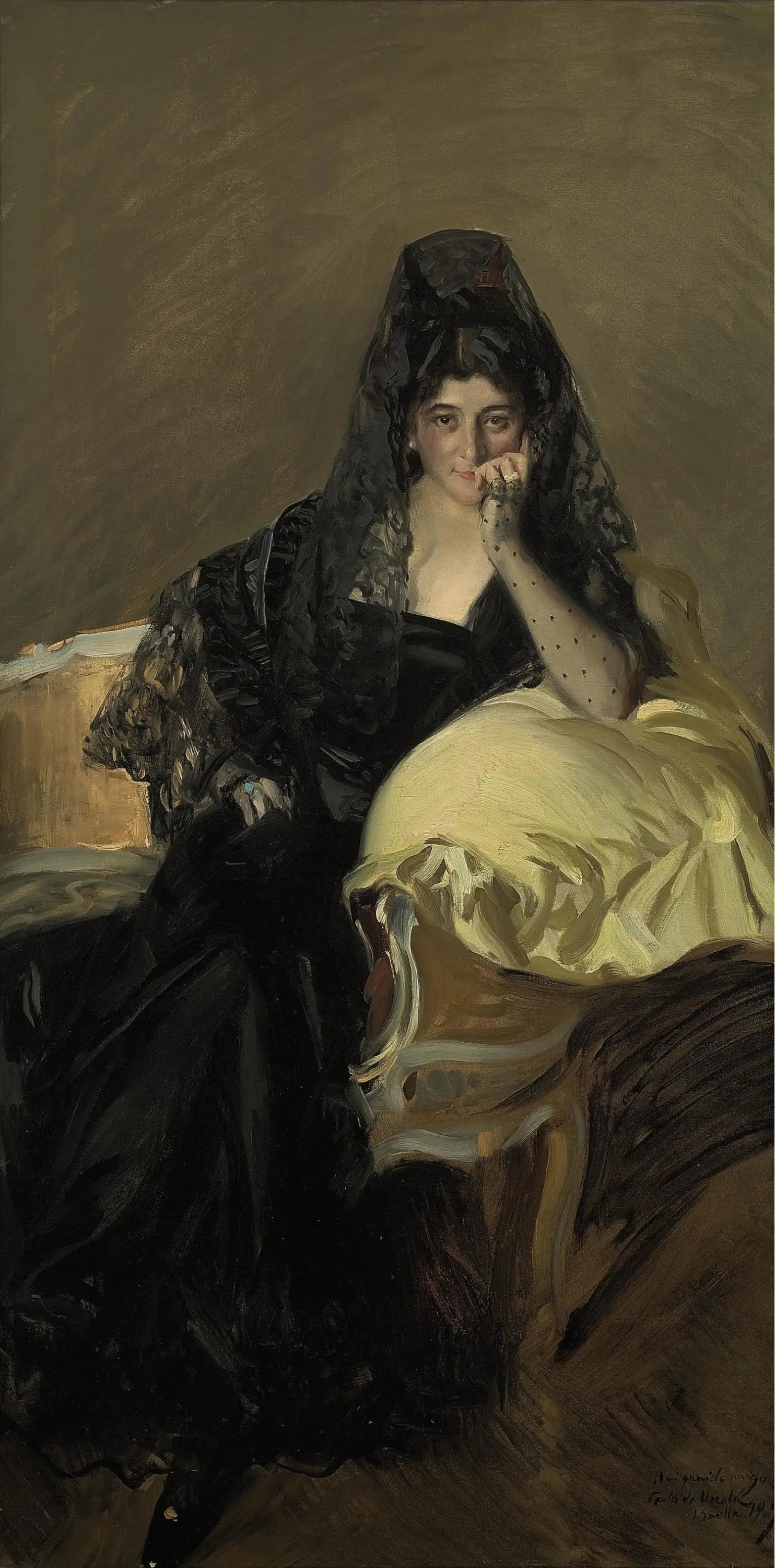 Portrait de Señora de Urcola portant une mantille noire - Joaquín Sorolla image 1 reproduction réalisée par Alpha Reproduction