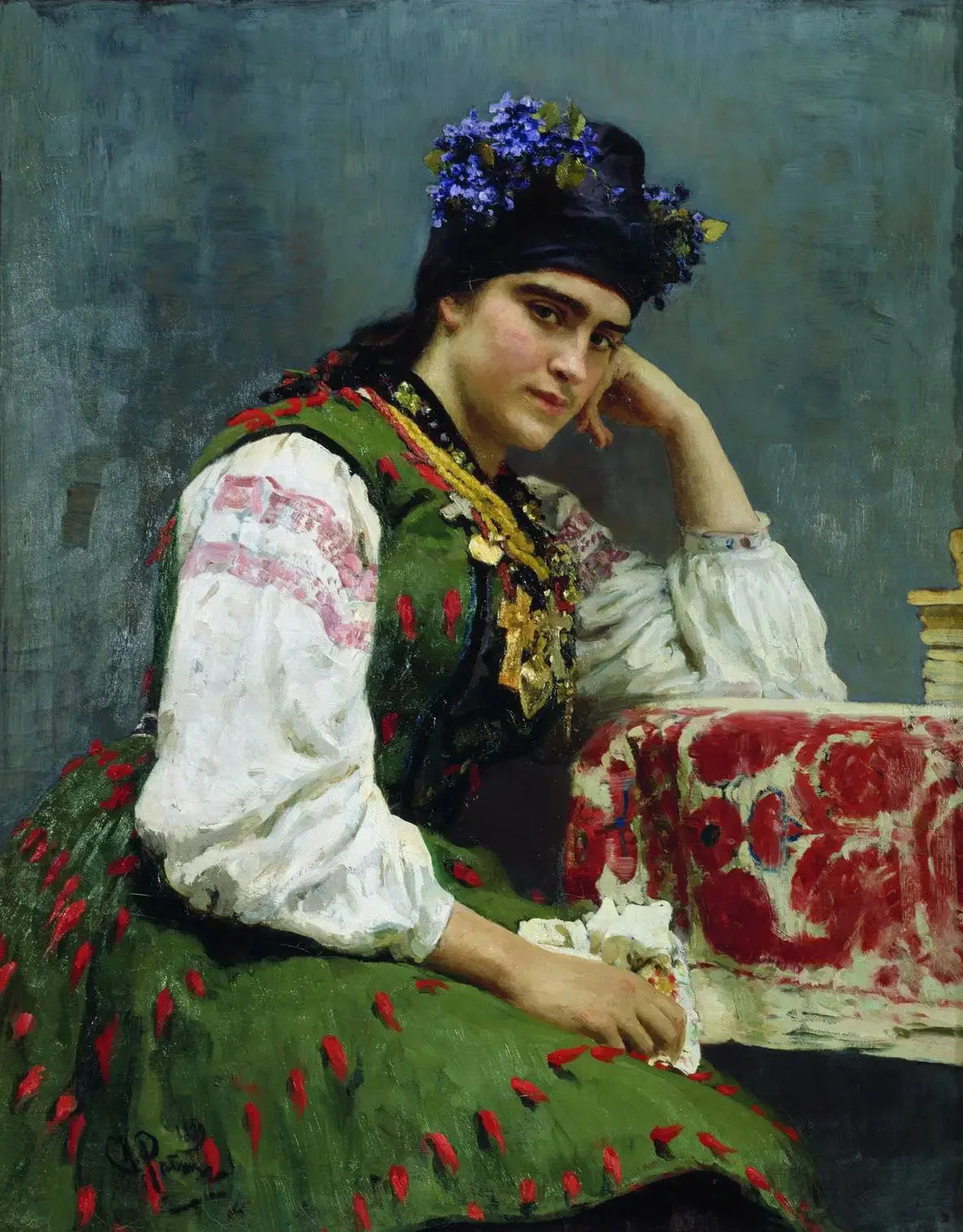 Portrait de Sofya Dragomirova - Ilya Repin image 1 reproduction de peinture à l’huile