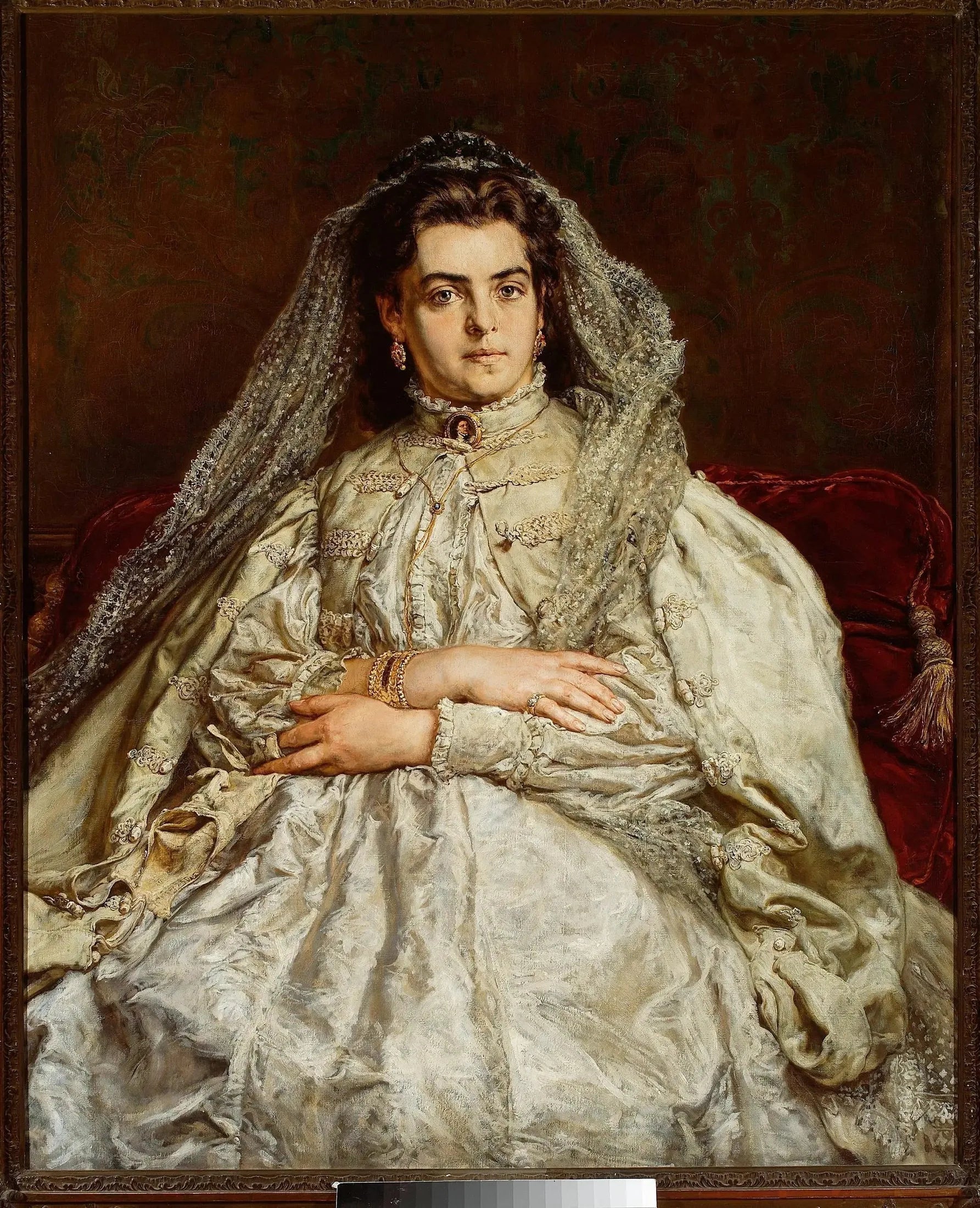 Portrait de Teodora Matejko née Giebułtowska en robe de mariée. - Jan Matejko image 1 reproduction réalisée par Alpha Reproduction