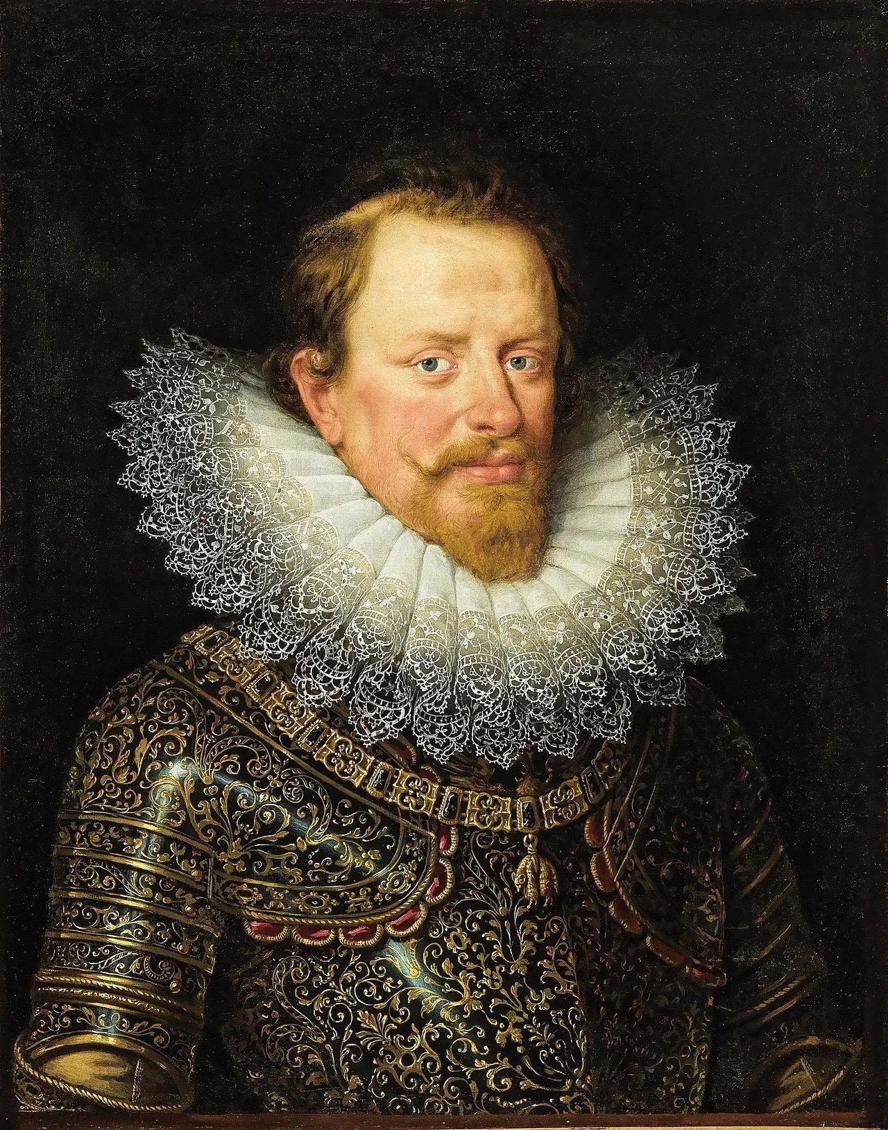 Portrait de Vincenzo Gonzaga, duc de Mantoue, portant l'armure et l'Ordre de la Toison d'Or - Frans Pourbus the Younger image 1 tableau peint à l’huile sur toile