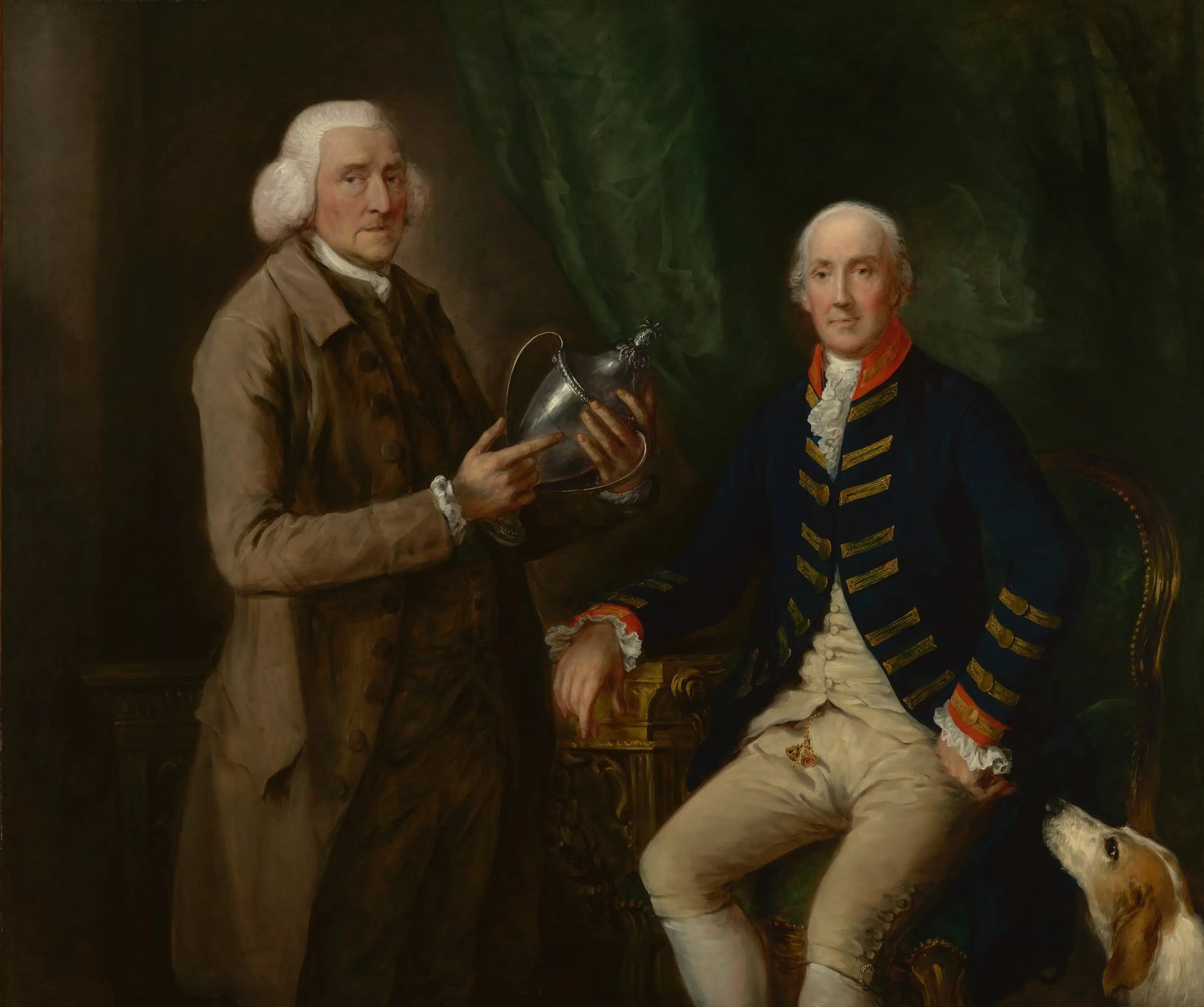 Portrait de William Anne Hollis, 4e comte d'Essex, présentant une coupe à Thomas Clutterbuck de Watford - Thomas Gainsborough image 1 reproduction d’œuvre d’art à l’huile