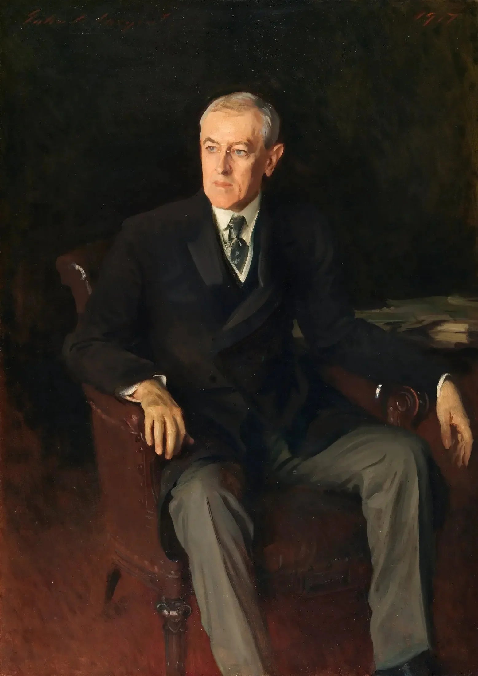 Portrait de Woodrow Wilson (1856-1924), président américain - John Singer Sargent image 1 copie peinte à la main à l’huile
