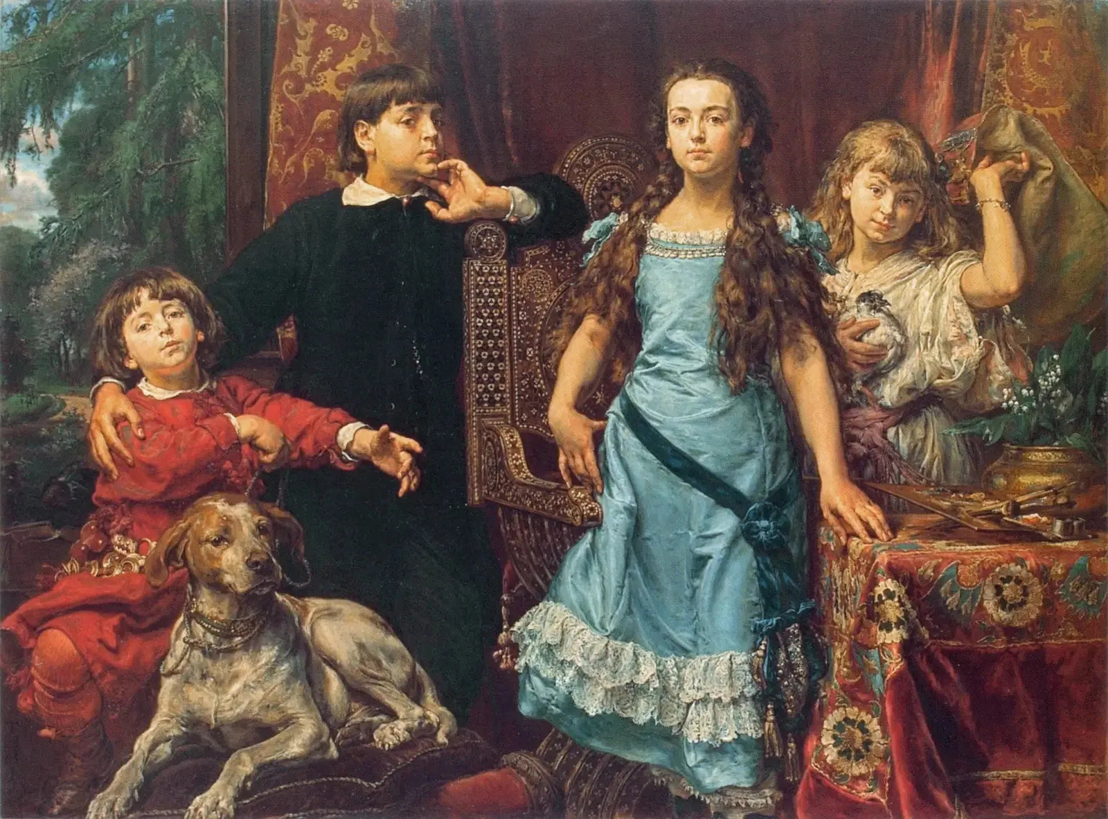 Portrait des quatre enfants de l'artiste - Jan Matejko image 1 tableau peint à l’huile sur toile