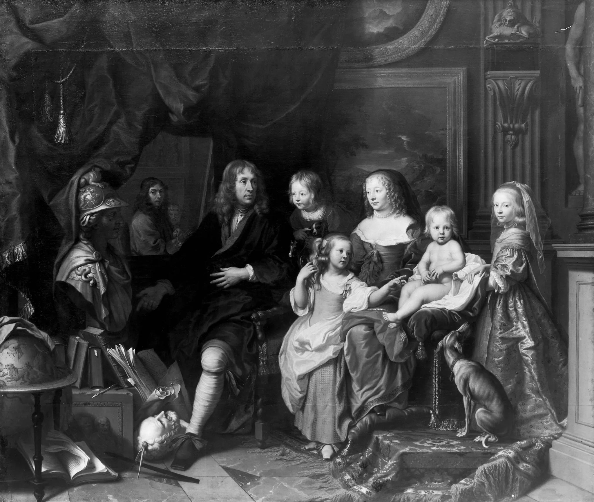 Portrait du banquier et collectionneur de Cologne, Everhard Jabach, avec sa famille - Charles Le Brun image 1 copie peinte à la main à l’huile