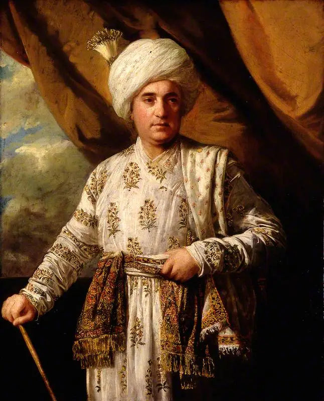 Portrait du capitaine John Foote dans sa robe moghole - Joshua Reynolds image 1 copie peinte à la main à l’huile