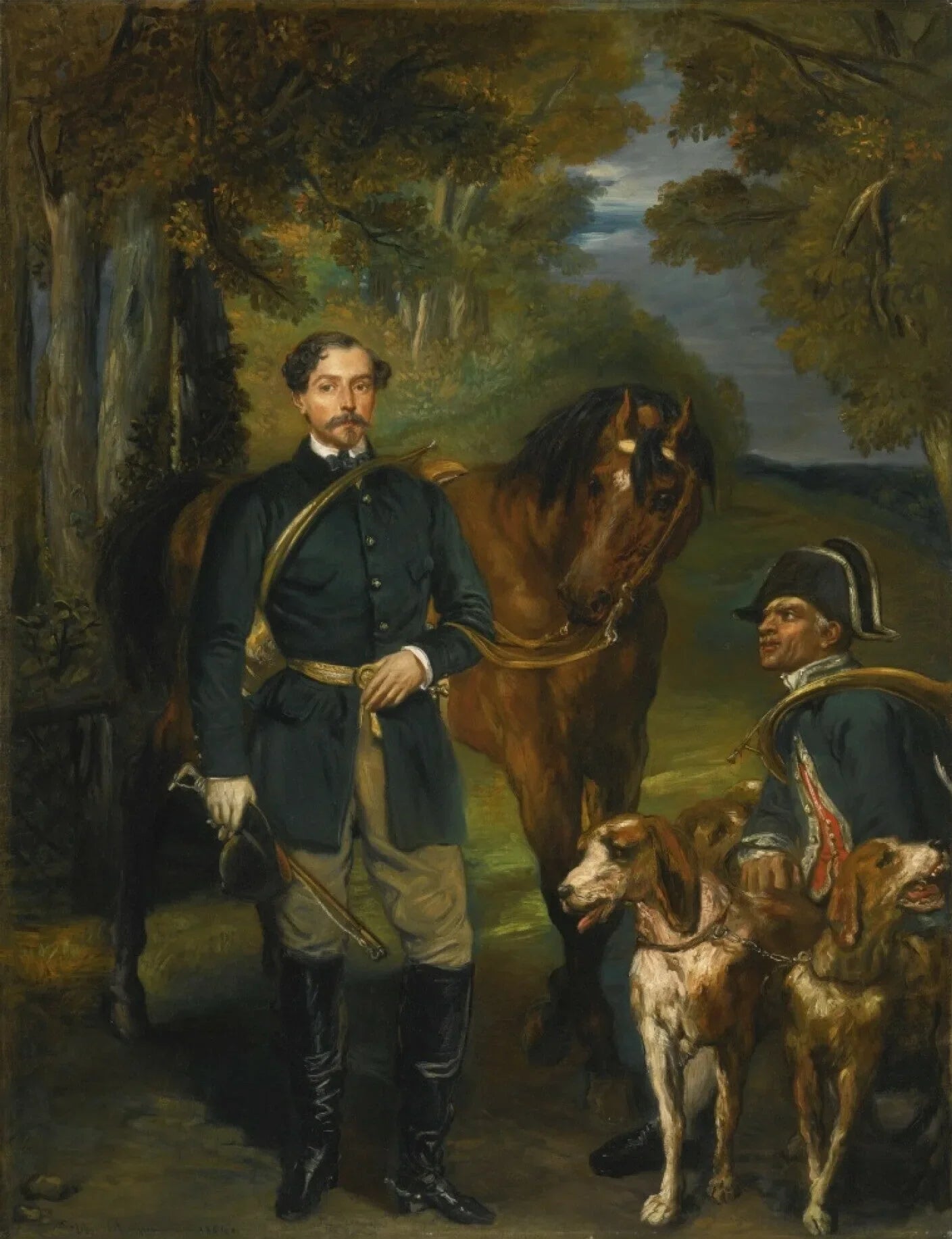 Portrait du comte Oscar de Ranchicourt partant pour la chasse à courre - Théodore Chassériau image 1 reproduction artisanale de tableau