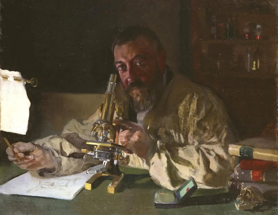 Portrait du Dr Simarro au microscope - Joaquín Sorolla