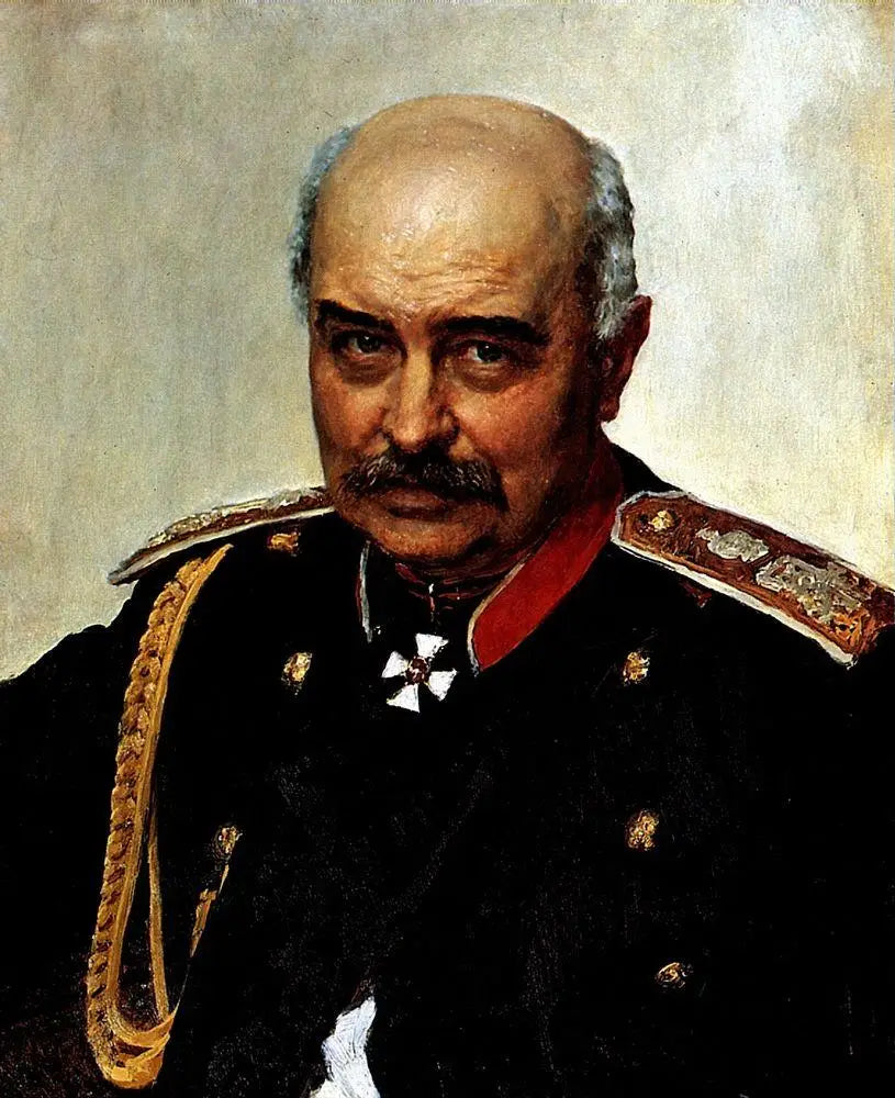 Portrait du général et homme d'État Mikhaïl Ivanovitch Dragomirov. - Ilya Repin image 1 copie peinte à la main à l’huile