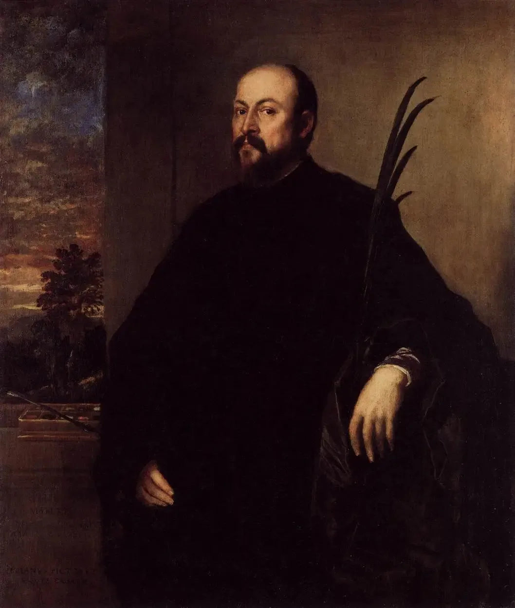 Portrait du marchand de peinture Alvise dalla Scala - Titian image 1 copie peinte à la main à l’huile
