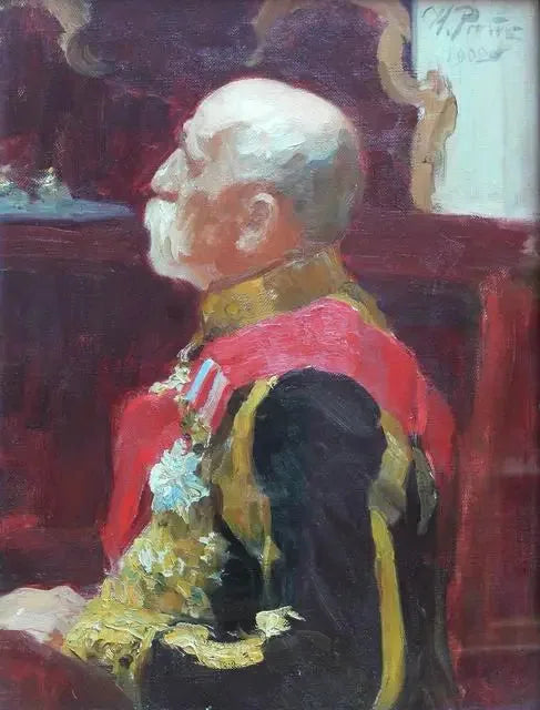 Portrait du membre du Conseil d'État, le comte Alexandre Alexeïevitch Bobrinsky. - Ilya Repin image 1 copie peinte à la main à l’huile