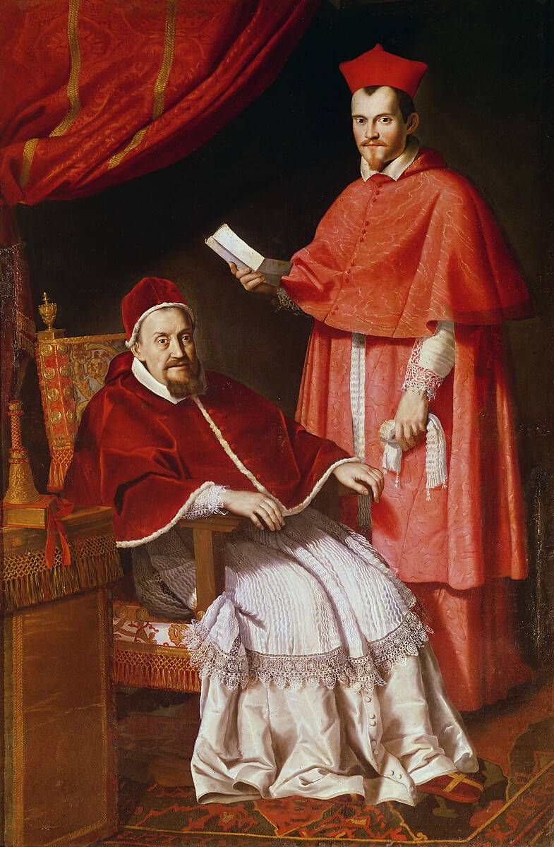 Portrait du pape Grégoire XV et du cardinal Ludovico Ludovisi - Domenichino image 1 reproduction artisanale de tableau